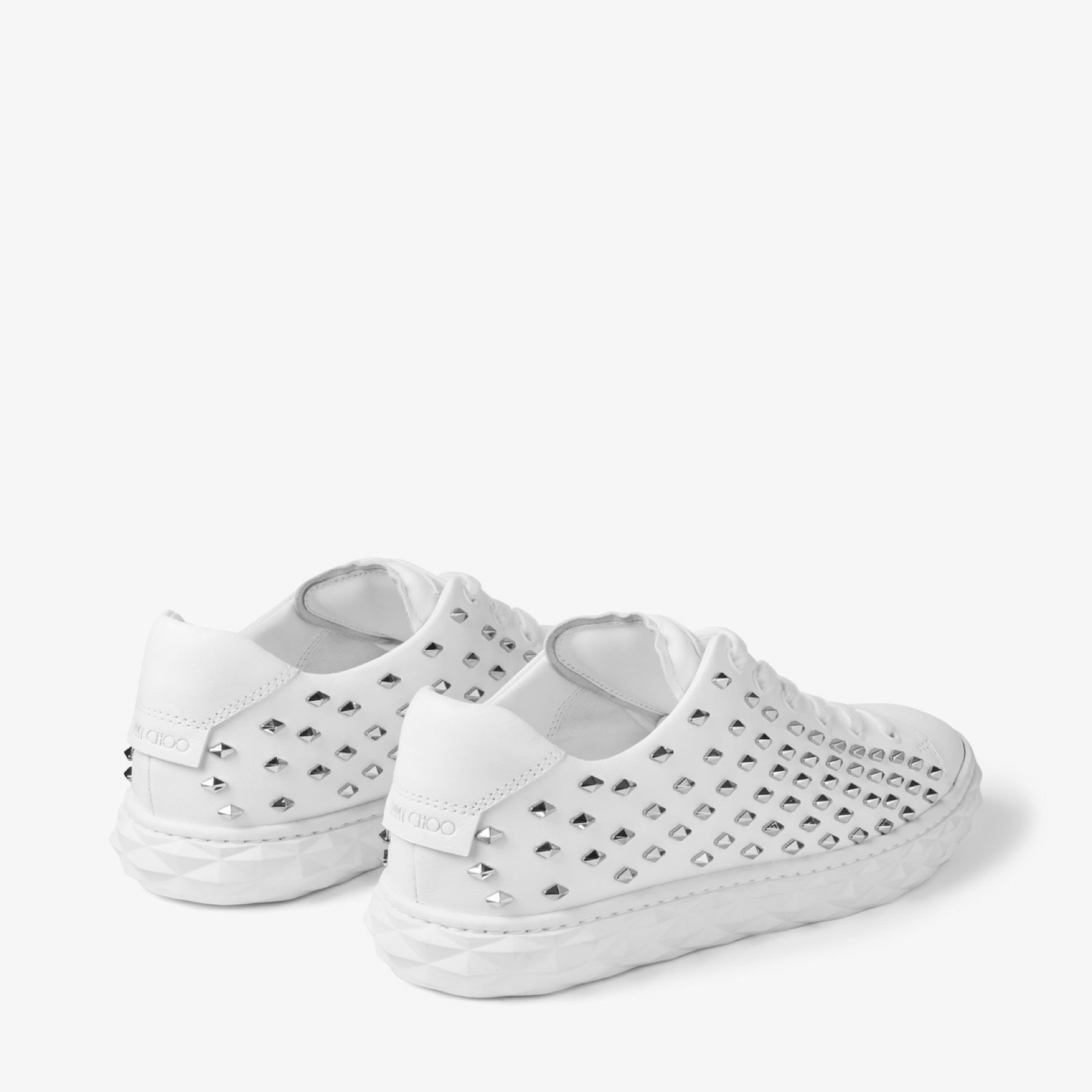 Jimmy Choo Diamond Light/F White Nappa Sneakers DIAMONDLIGHTFAWWVWHITESILVER Heel View