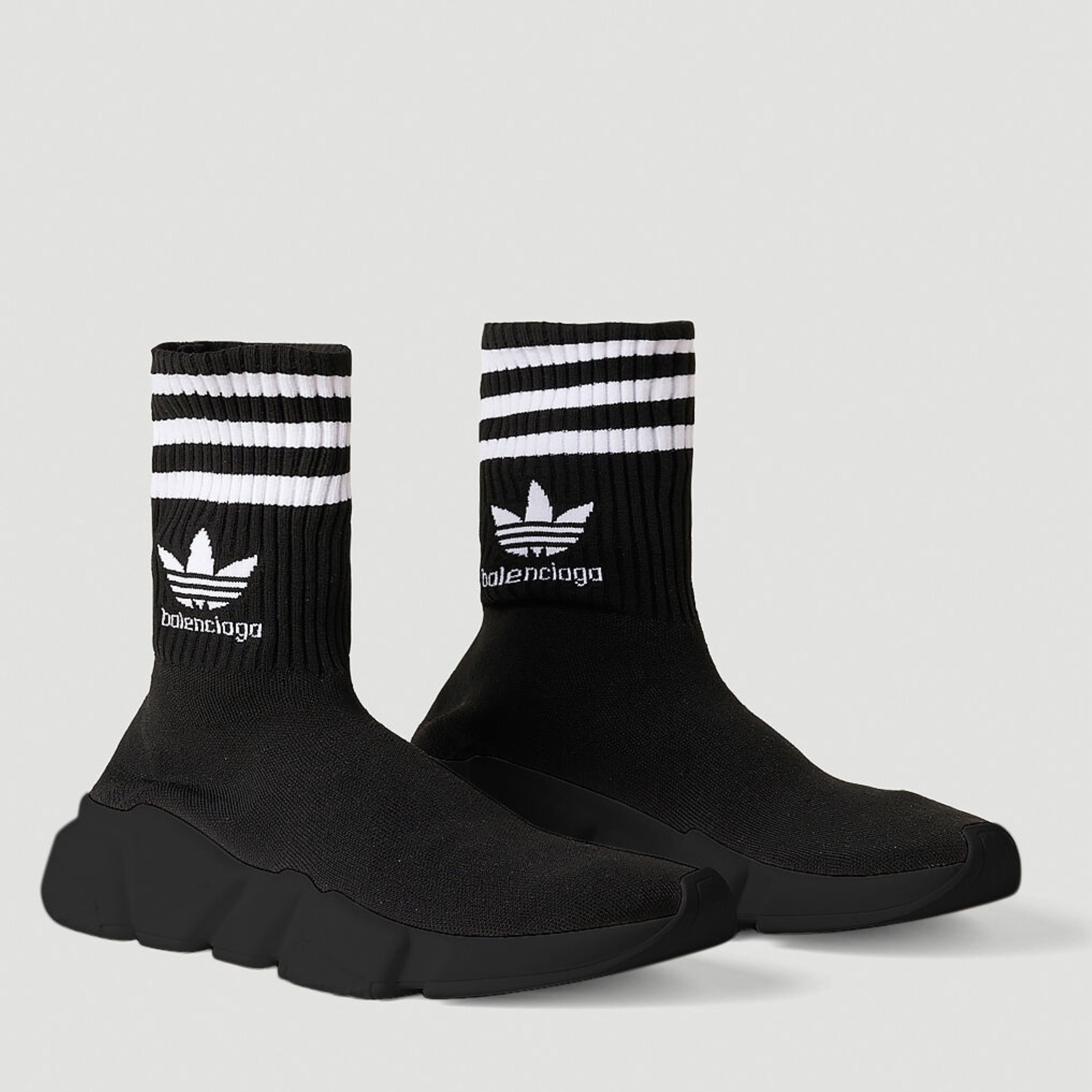 Дамски високи луксозни маратонки Women’s sneakers Balenciaga Speed with Adidas logo 717591 WBDV1 1009 Black Angled view