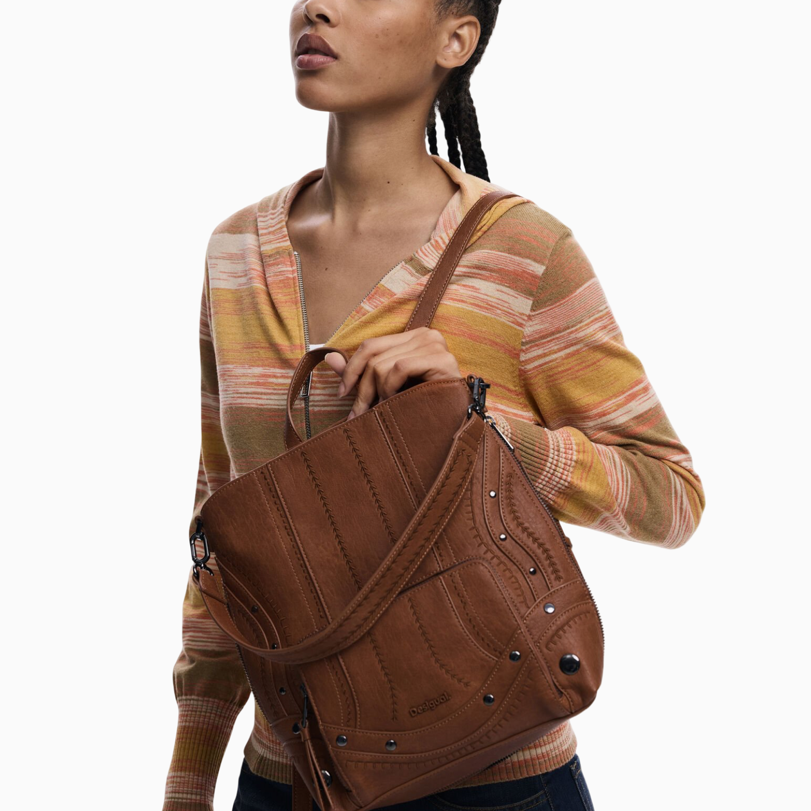 Дамска кафява раница Desigual Women Rucksack 25WAKP23 Model View