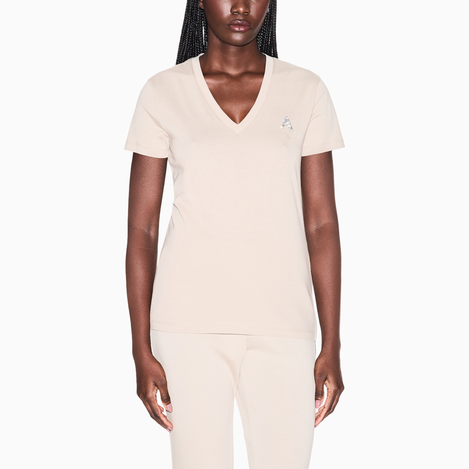 Дамска бежова тениска Armani Exchange Women T-shirt XW002330 AF10356 U6223 Front View