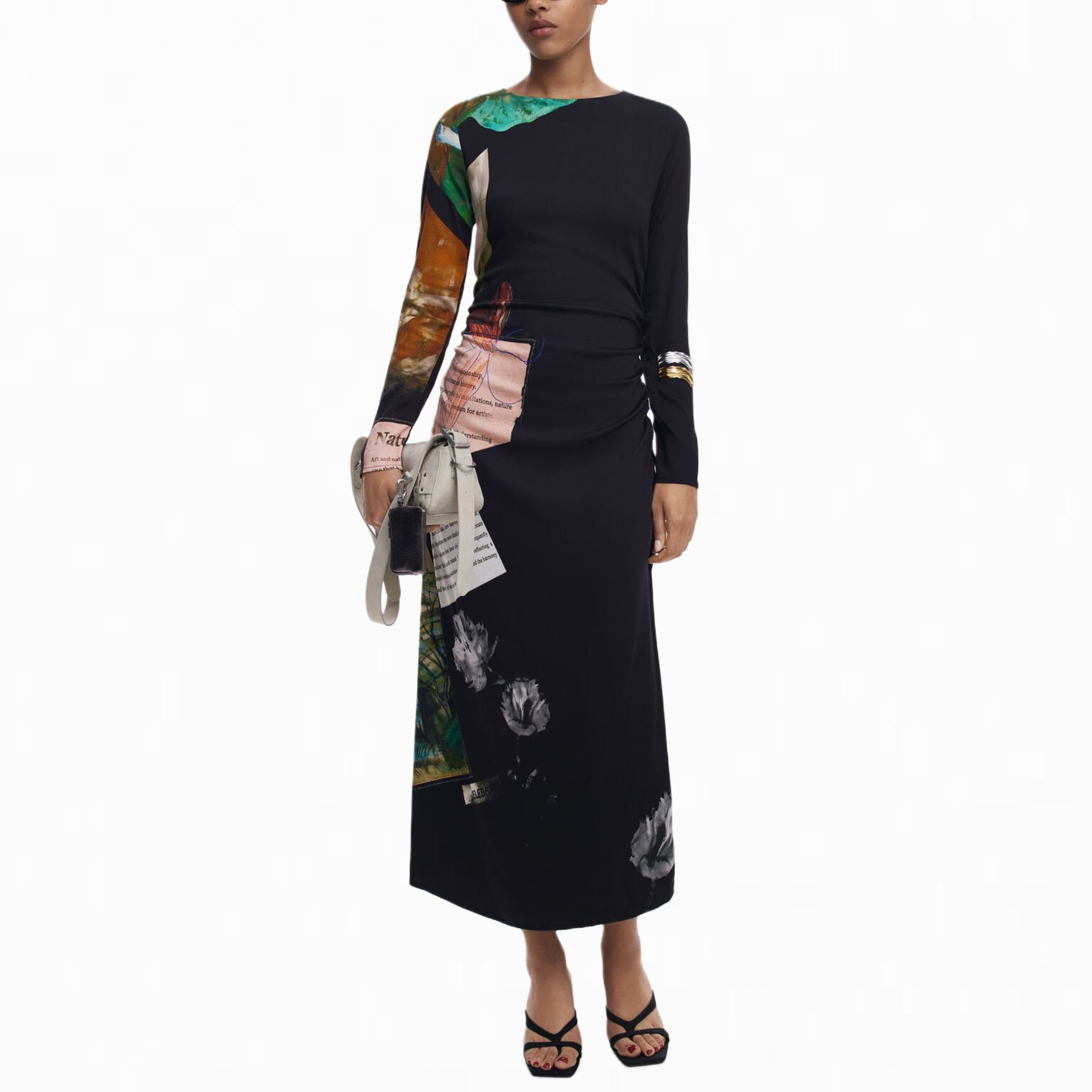 Дамска рокля Women’s  asymmetrical dress Desigual 25WWVW082000S Black front view