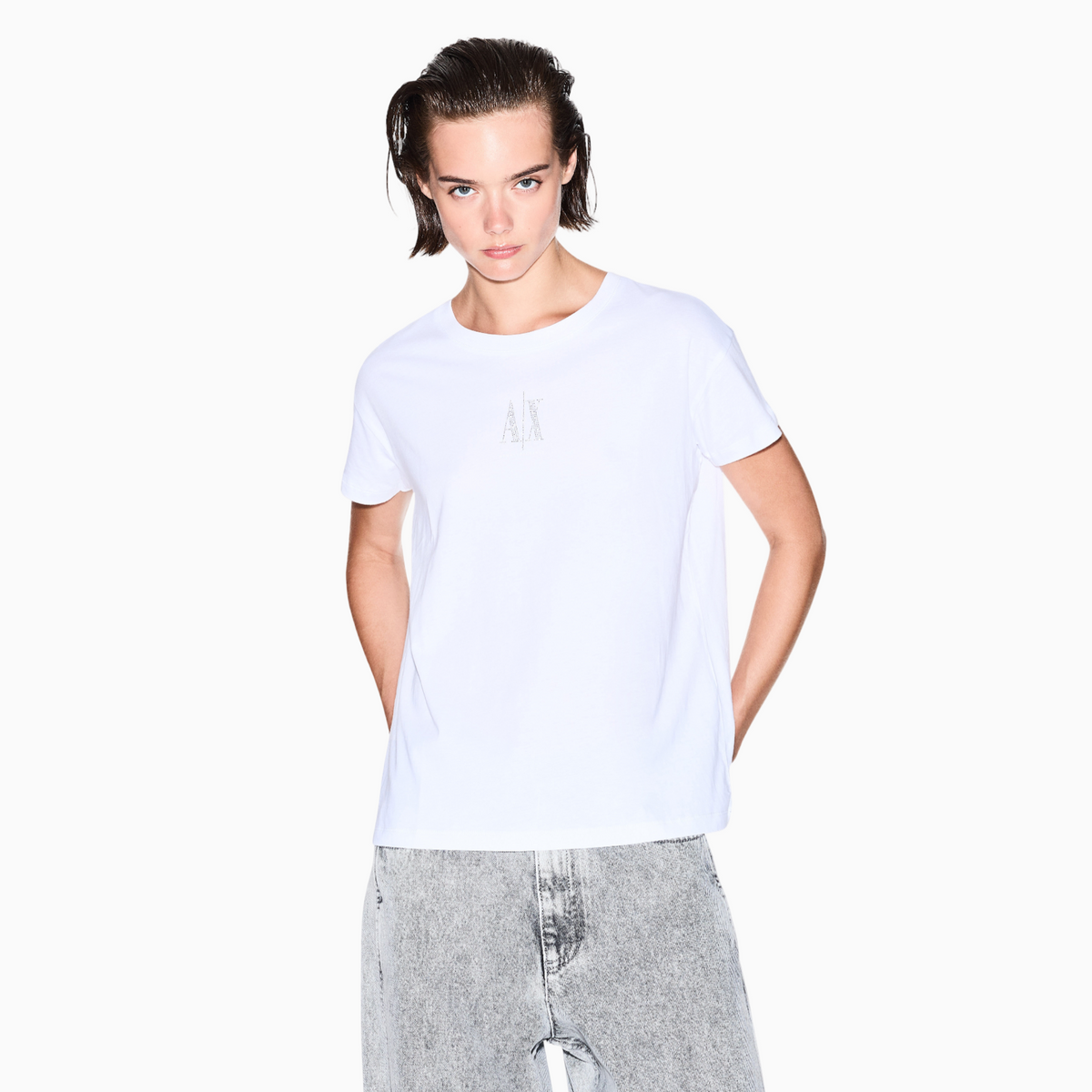 Дамска бяла тениска Armani Exchange Women T-shirt XW000830 AF10356 U0002 Front View