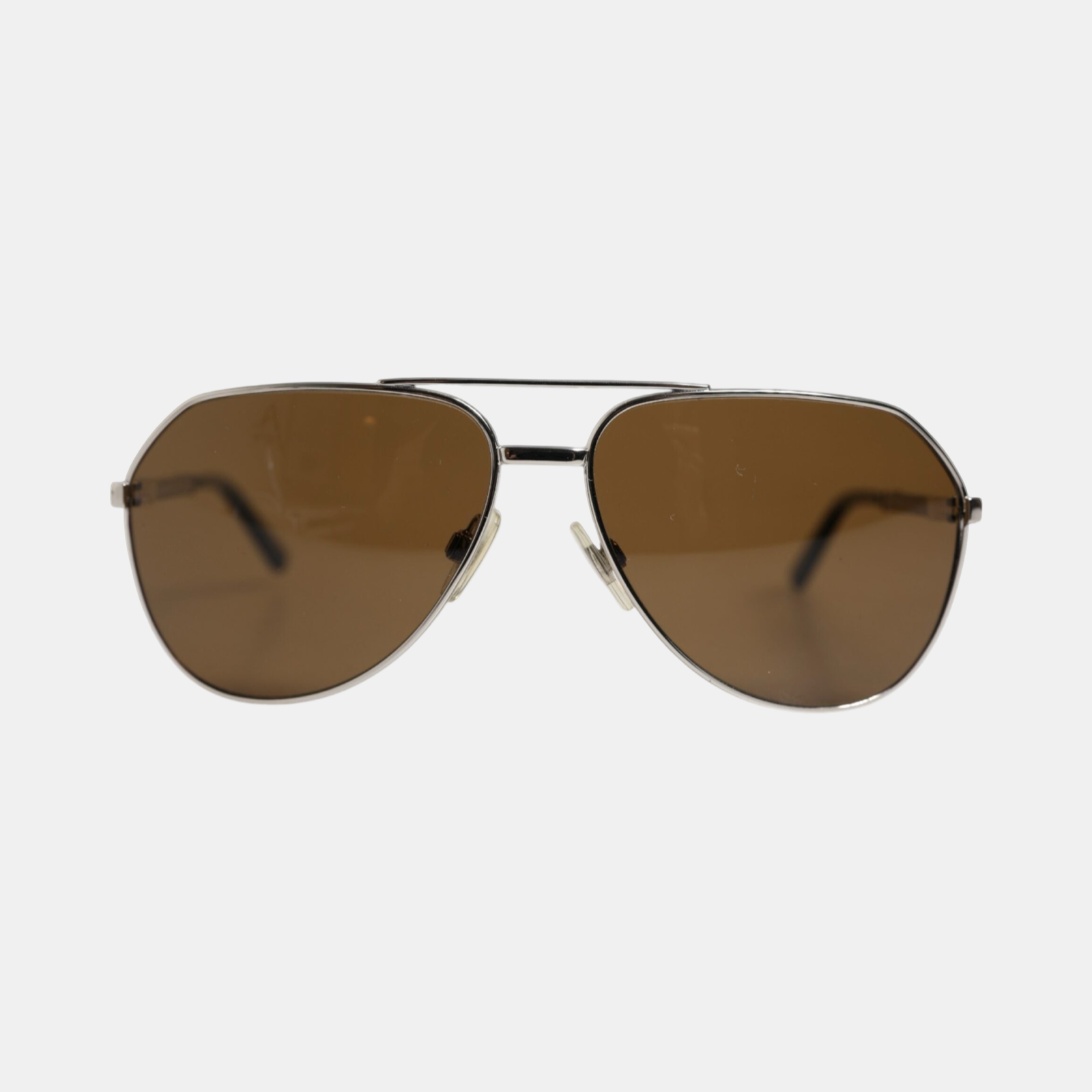 Dolce & Gabbana DG2073 Silver Steel Classic Pilot Brown Lens Sunglasses