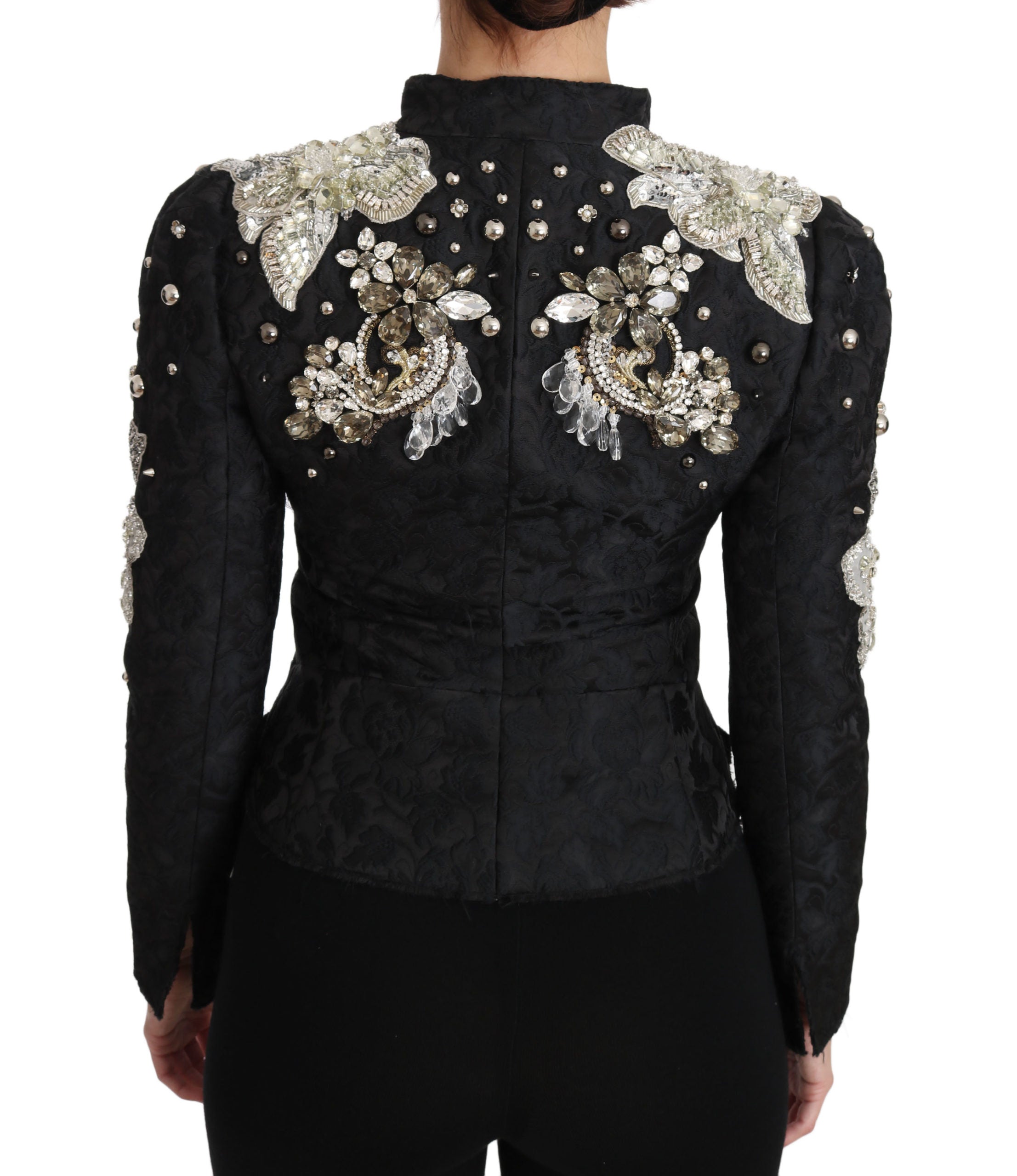 Dolce &amp; Gabbana Елегантно черно сребристо бароково сако