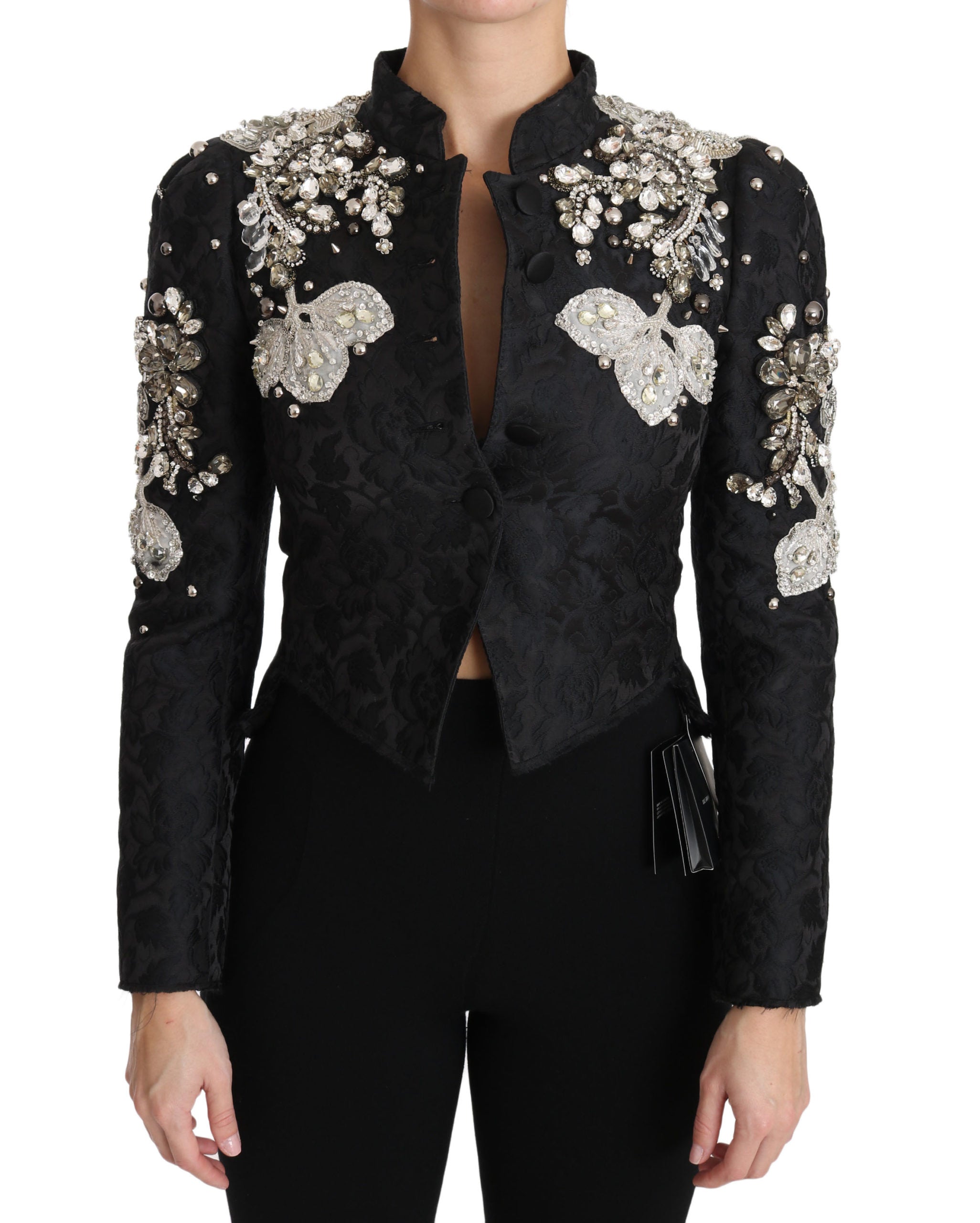 Dolce &amp; Gabbana Елегантно черно сребристо бароково сако