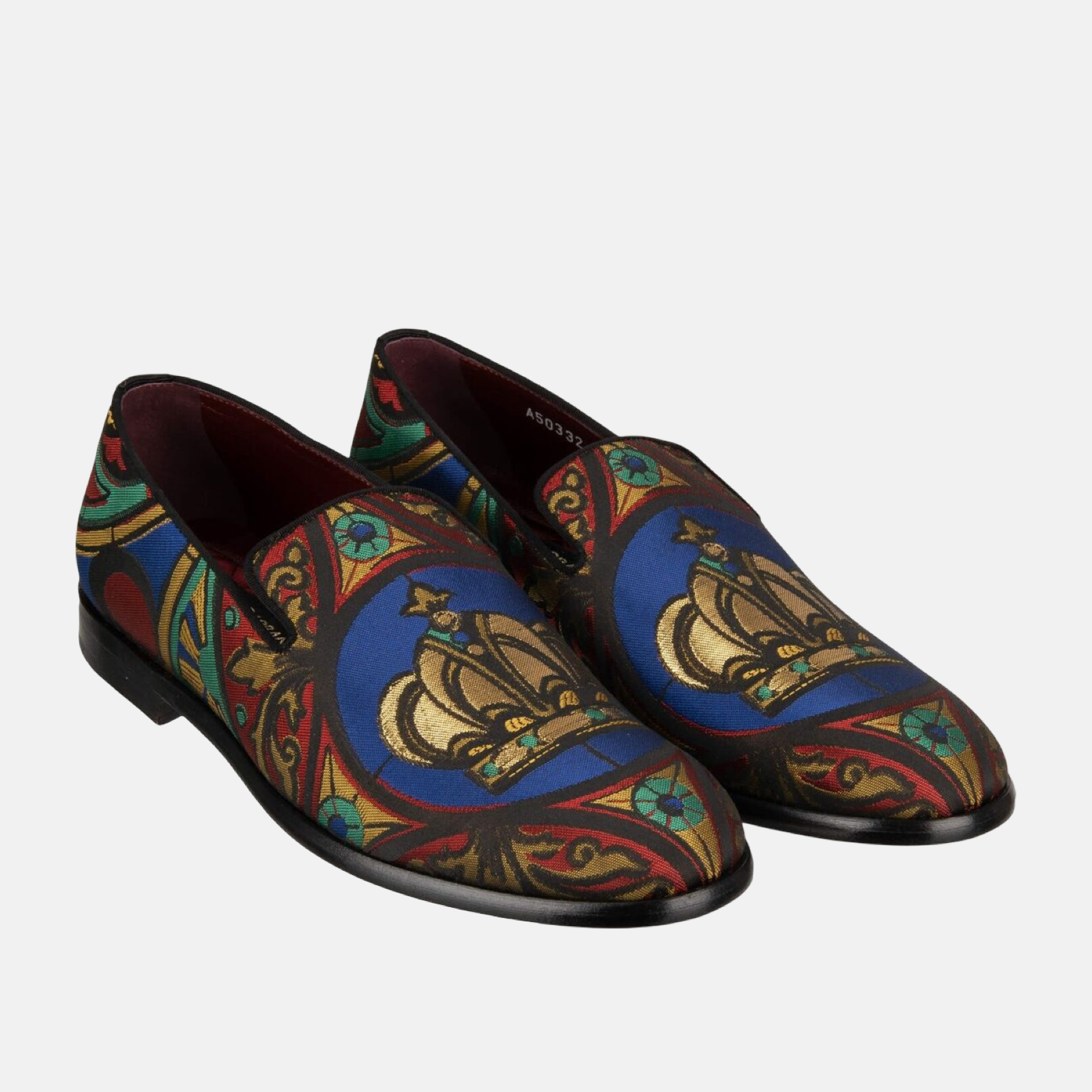 Dolce & Gabbana Crown Jacquard Men Loafers Front View
