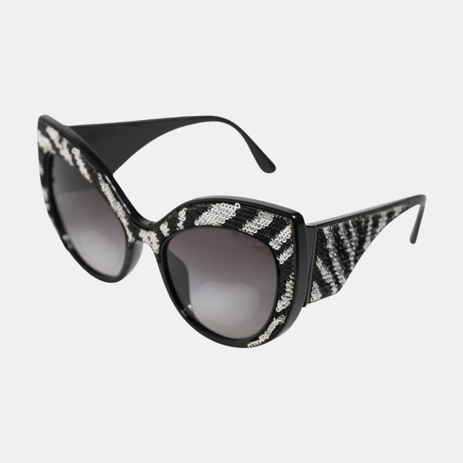 Dolce & Gabbana Black Silver Sequin Oversized Butterfly DG4326 Sunglasses