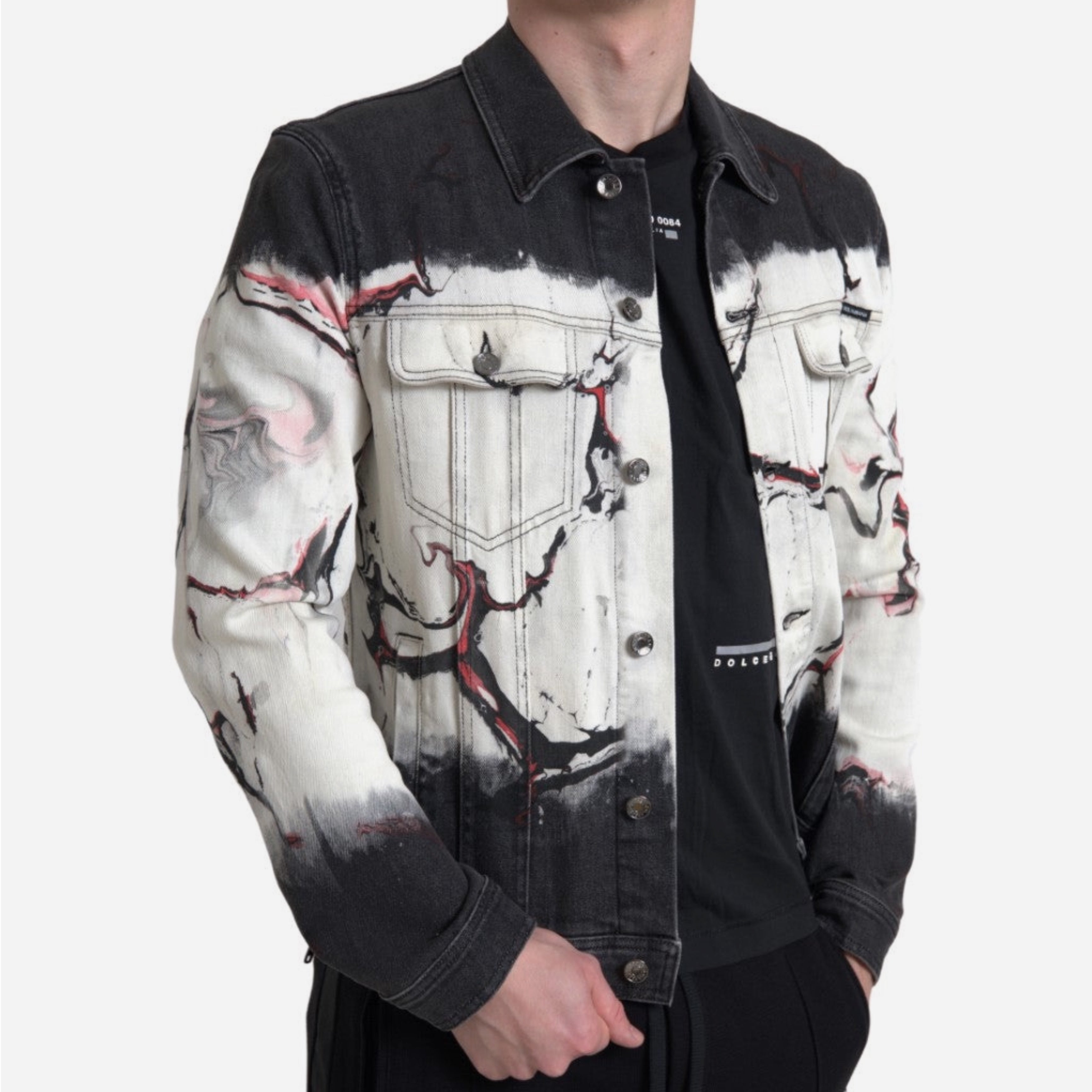 Мъжко луксозно дънково яке DOLCE & GABBANA Men’s Luxury Cotton Stretch Black Denim Jacket