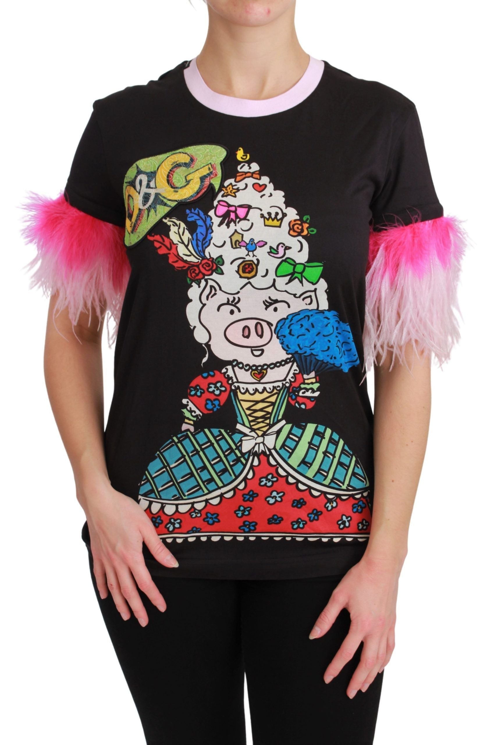 Dolce &amp; Gabbana Chic Crewneck Тениска с мотив Година на прасето