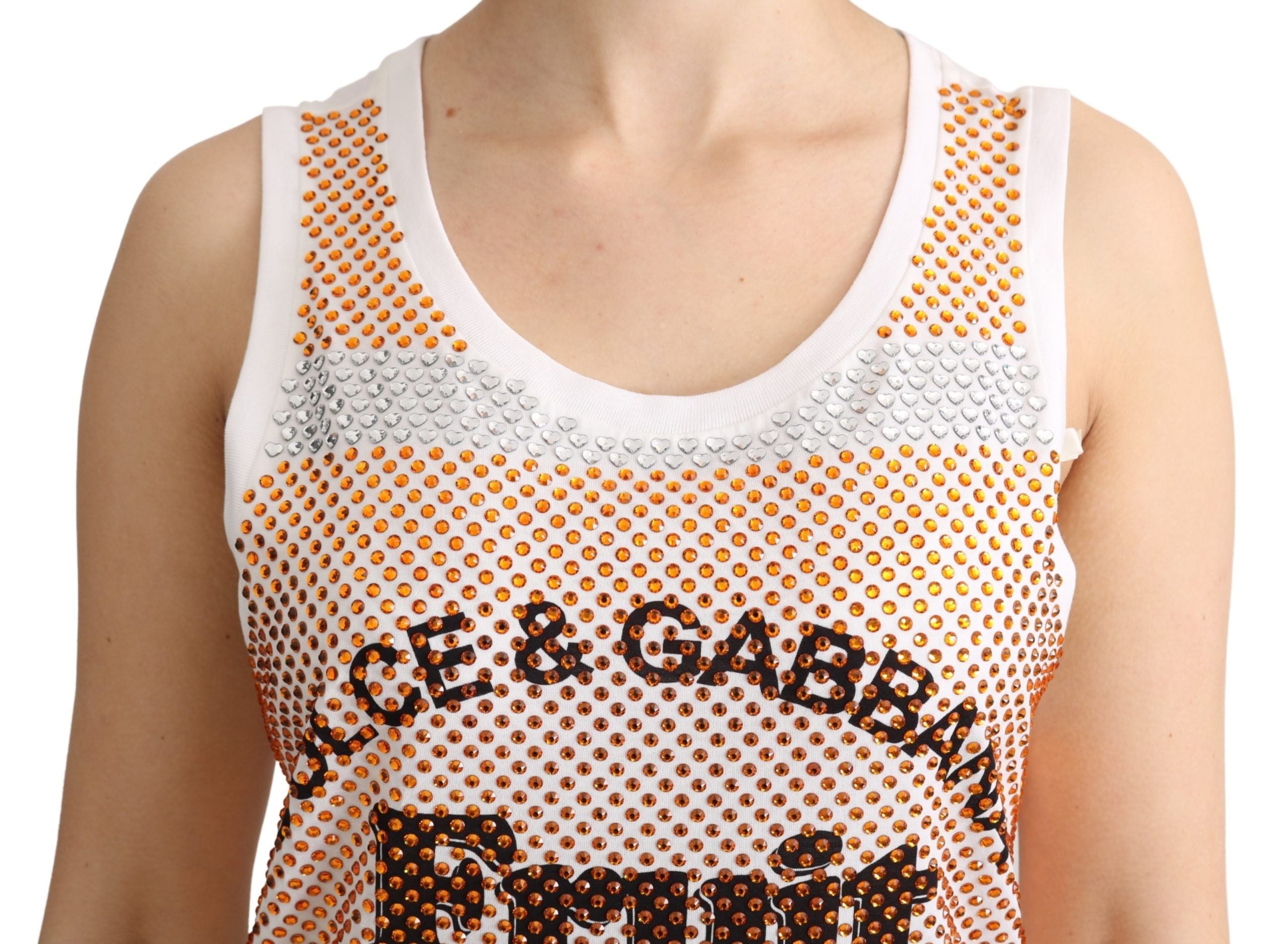 Dolce &amp; Gabbana, украсено с кристали, памучно горнище без ръкави