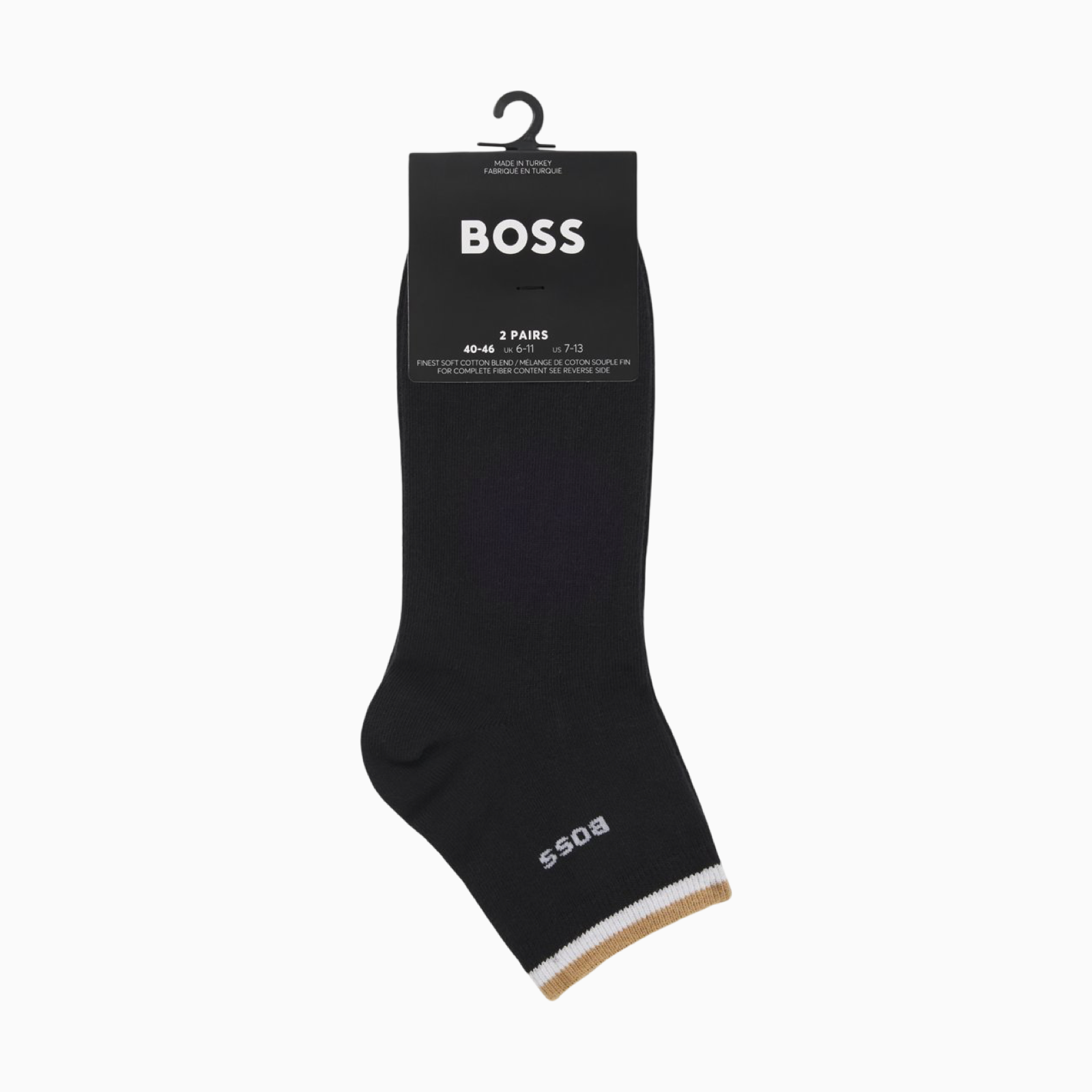 Мъжки черни чорапи Boss Men 2-pack Socks 50491195 001 Top View