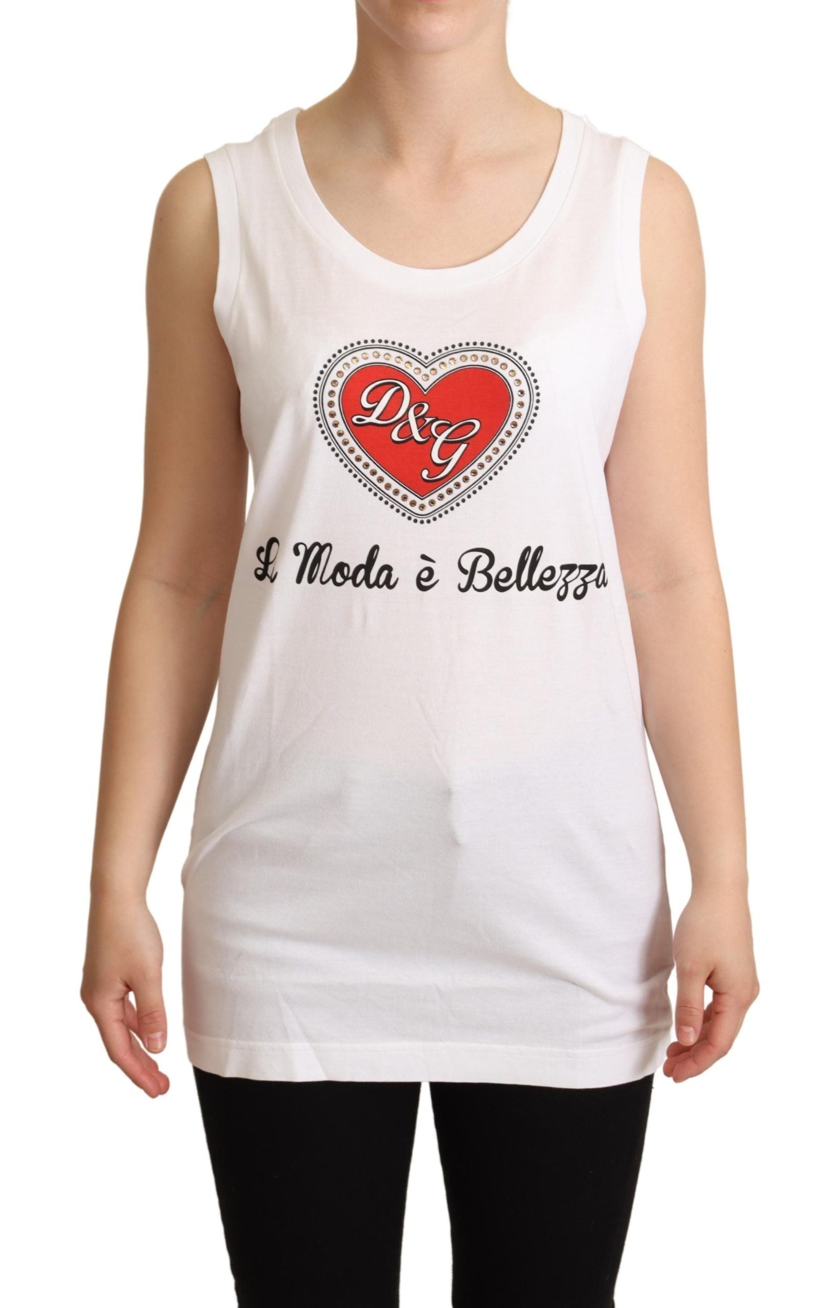 Dolce & Gabbana Crystal Embellished Heart Women Top