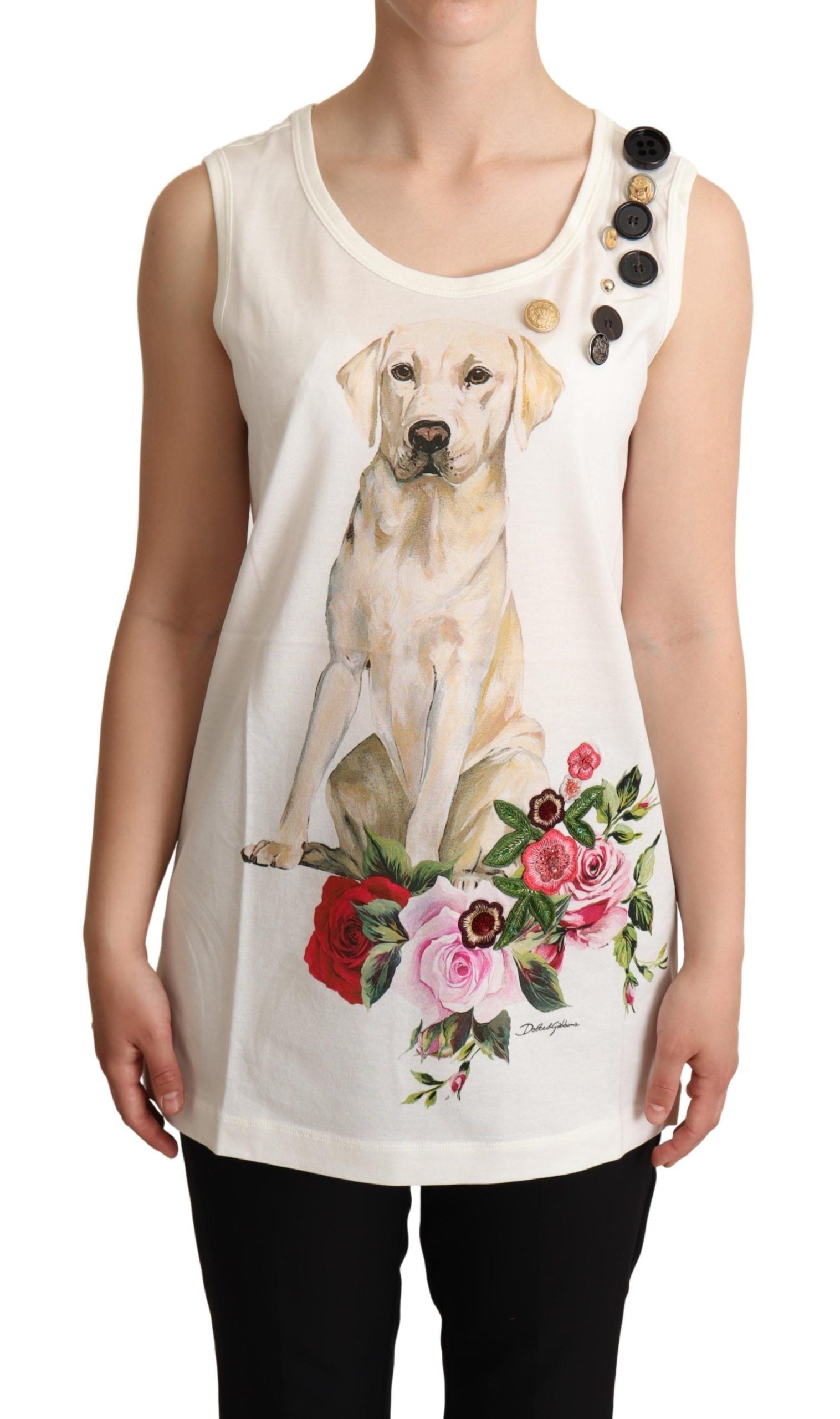 Dolce &amp; Gabbana Chic Canine потник без ръкави с цветя