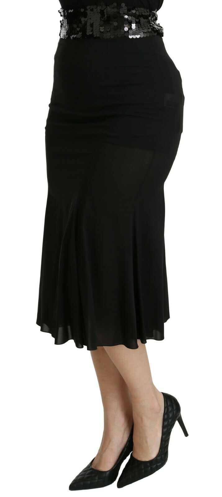 Dolce &amp; Gabbana Chic черна копринена пола с висока талия