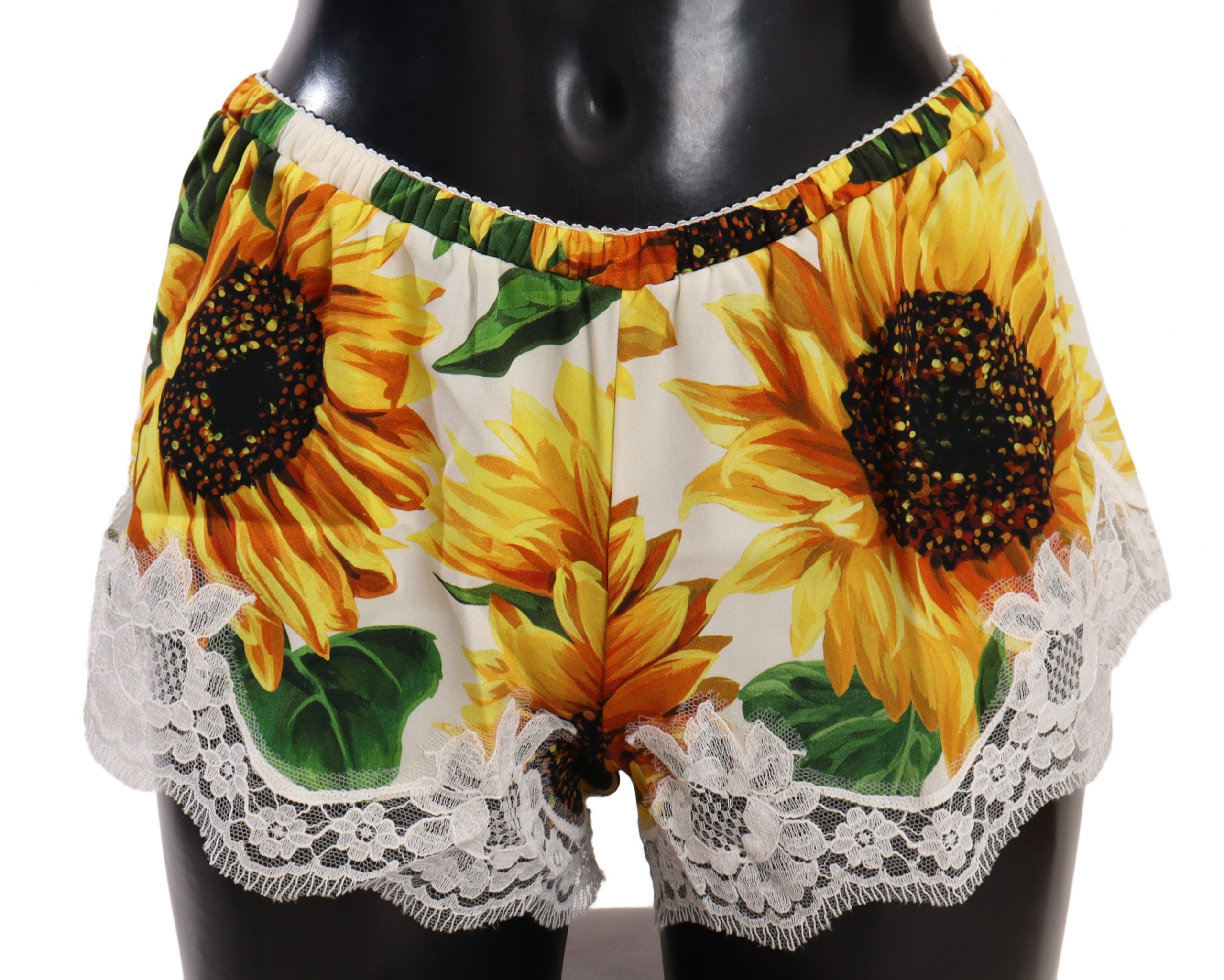 Dolce &amp; Gabbana Слънчогледово дантелено бельо Shorts - копринена смес