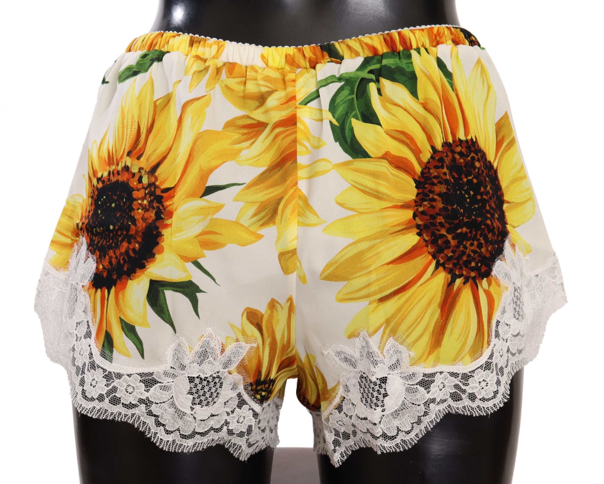 Dolce &amp; Gabbana Слънчогледово дантелено бельо Shorts - копринена смес
