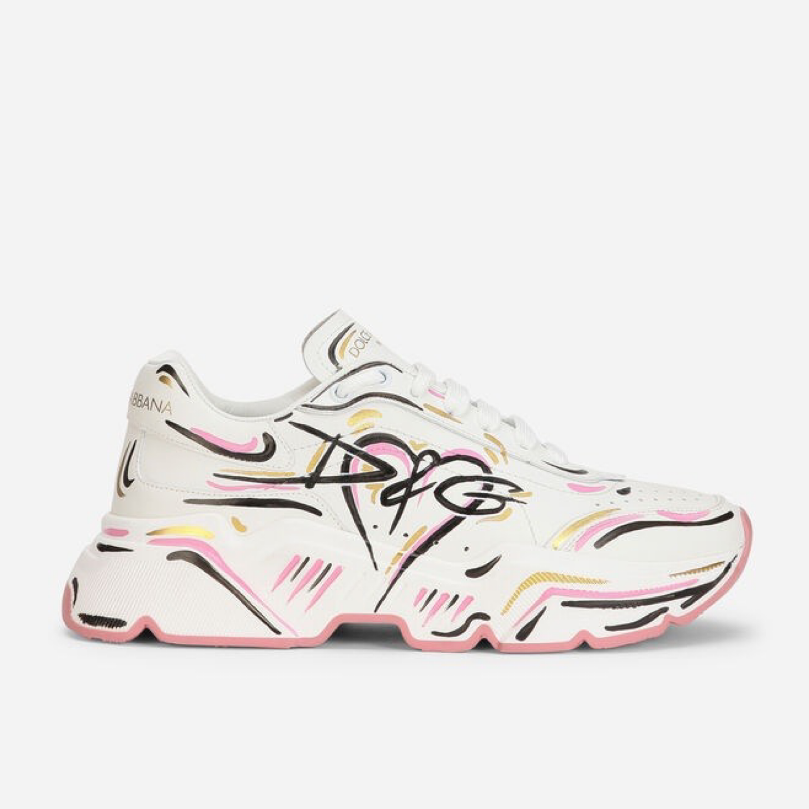 Dolce & Gabbana Daymaster Hand Painted Women Sneakers Lateral View