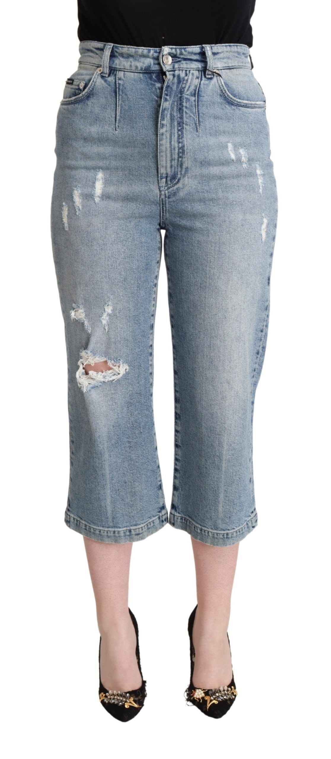 Dolce &amp; Gabbana Chic Capri Скъсени деним дънки