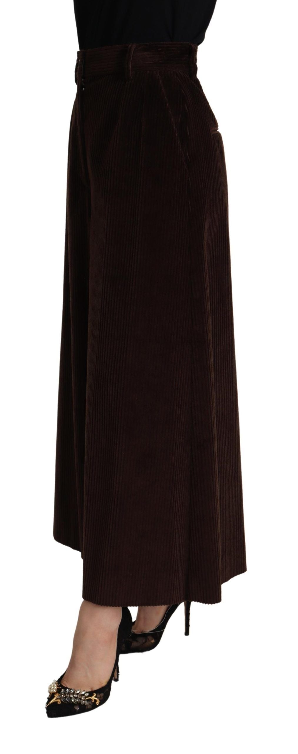 Dolce &amp; Gabbana Chic Бордо панталон от рипсено кадифе с висока талия