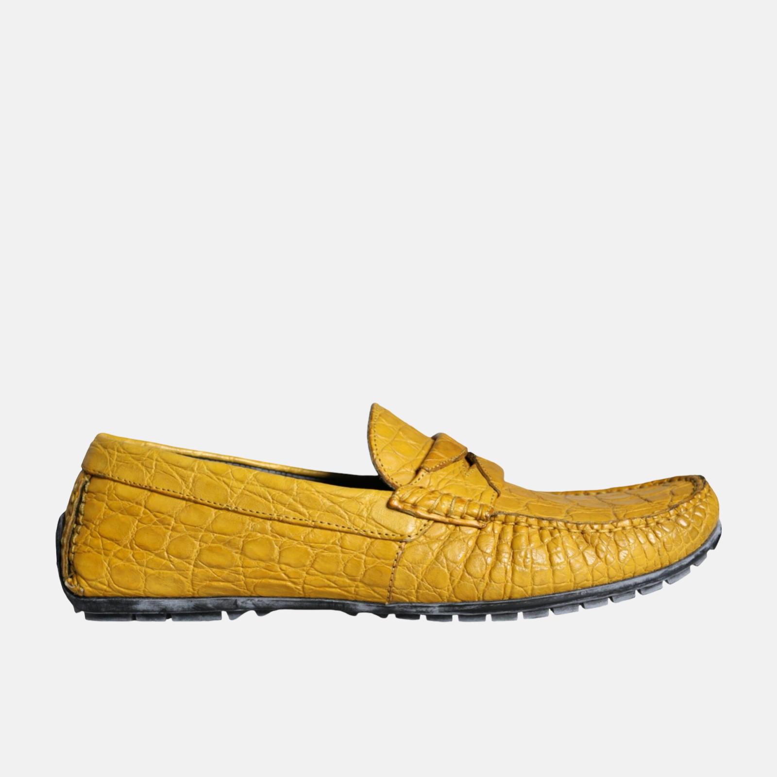 Dolce & Gabbana Yellow Caiman Leather Men Loafers