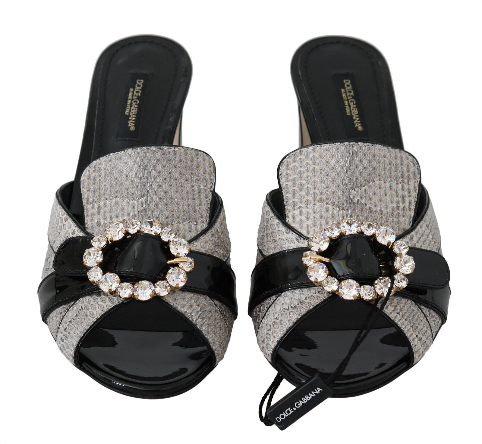 Екзотични кожени сандали Dolce &amp; Gabbana, украсени с кристали