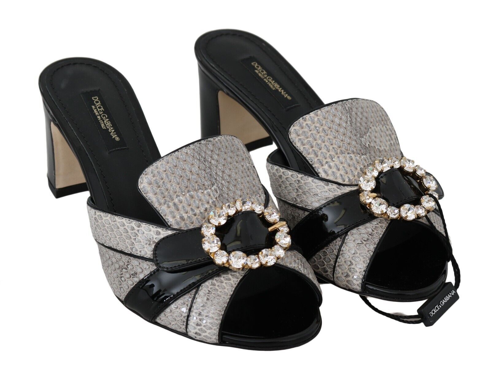 Екзотични кожени сандали Dolce &amp; Gabbana, украсени с кристали