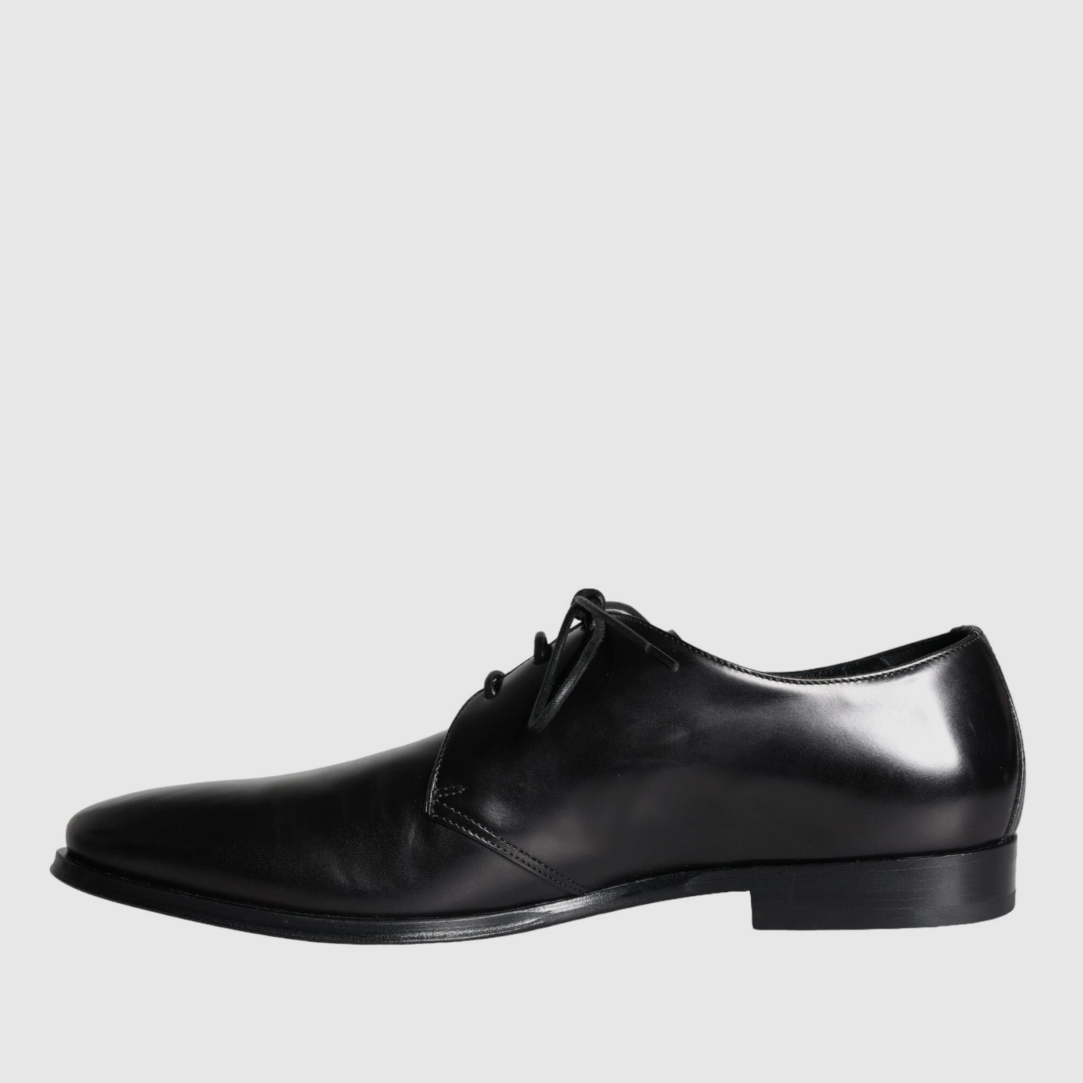 Dolce & Gabbana Black Calfskin Leather Derby Men Dress Shoes