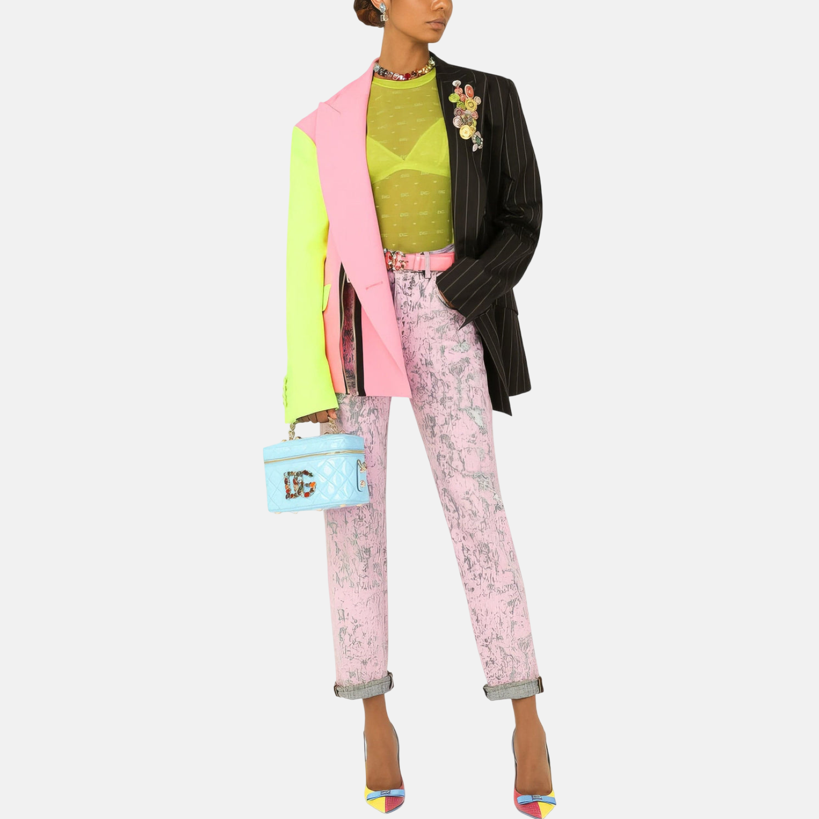 Дамско сако Dolce & Gabbana Double-Breasted Patchwork Women Blazer  F29PEZ GDAI3
