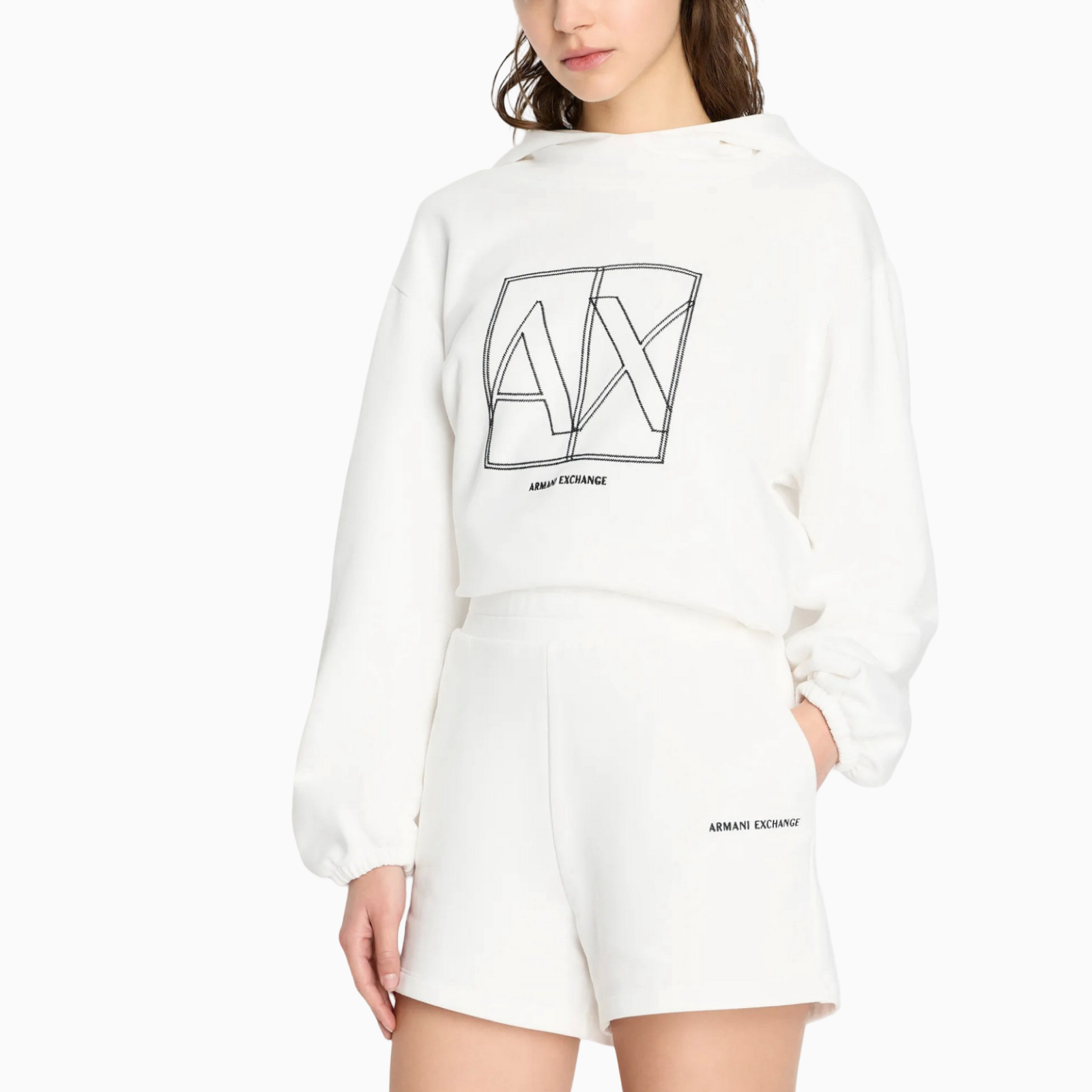 Дамски бели къси панталони Armani Exchange 3DYS72 YJDBZ 1125 Front View