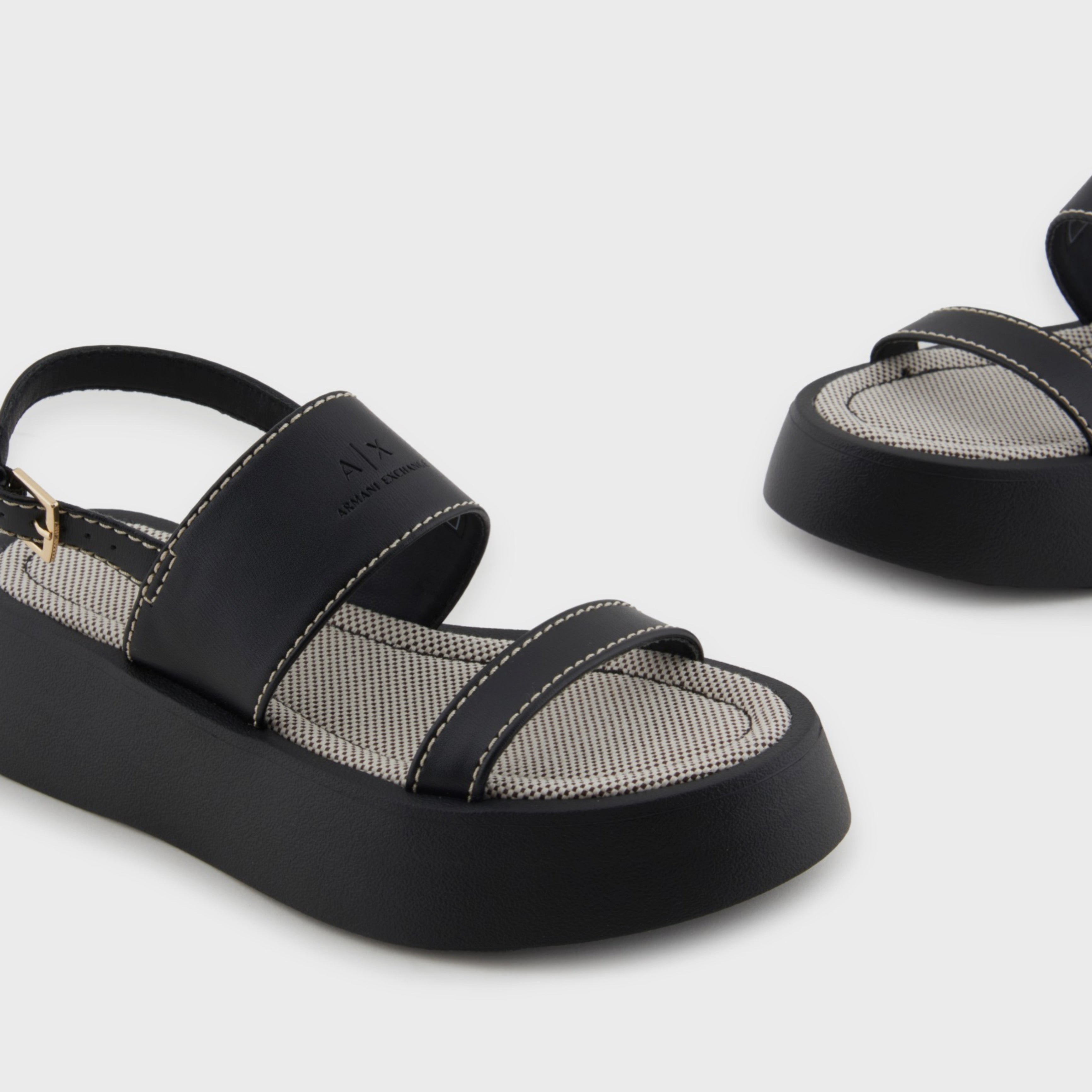 Дамски сандали на платформа Women’s Micro-Saffian Platform Sandals Armani Exchange XDP054 XV921 00002 Black Cropped view
