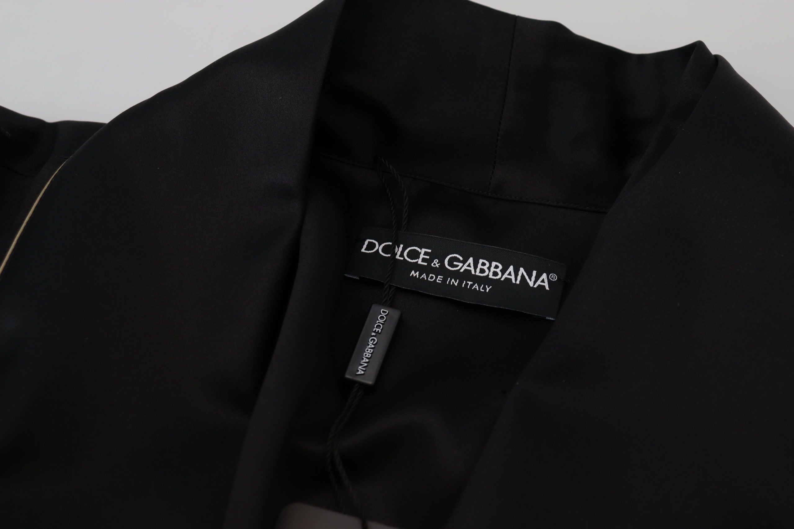 Dolce &amp; Gabbana Елегантно черно копринено дълго манто