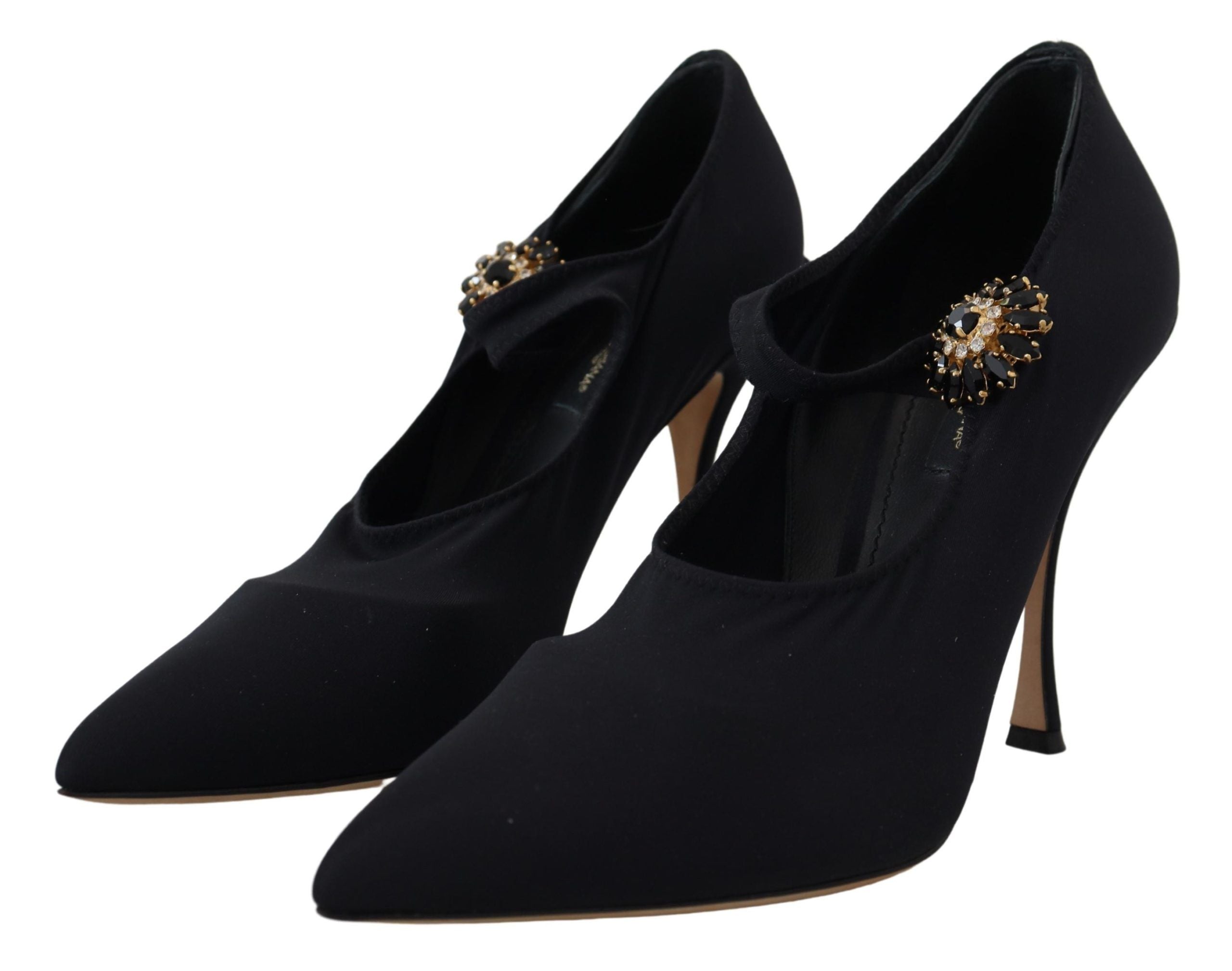 Dolce &amp; Gabbana Chic Black Mary Jane чорапи с кристали