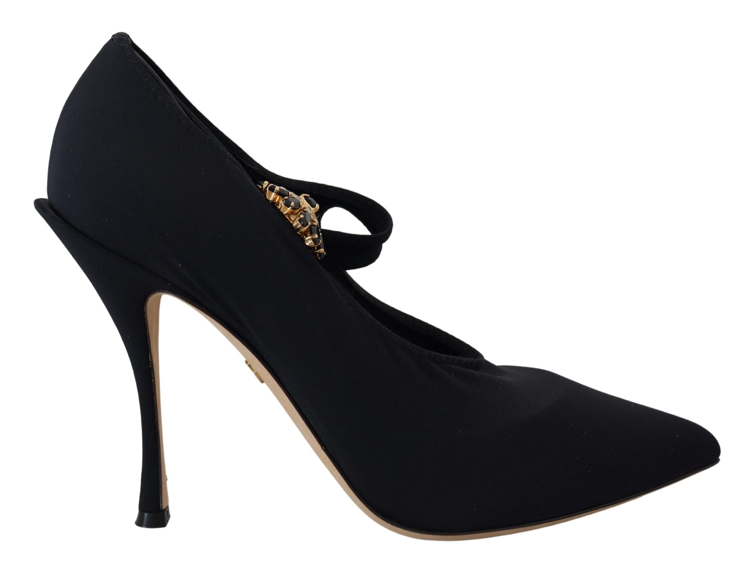Dolce &amp; Gabbana Chic Black Mary Jane чорапи с кристали