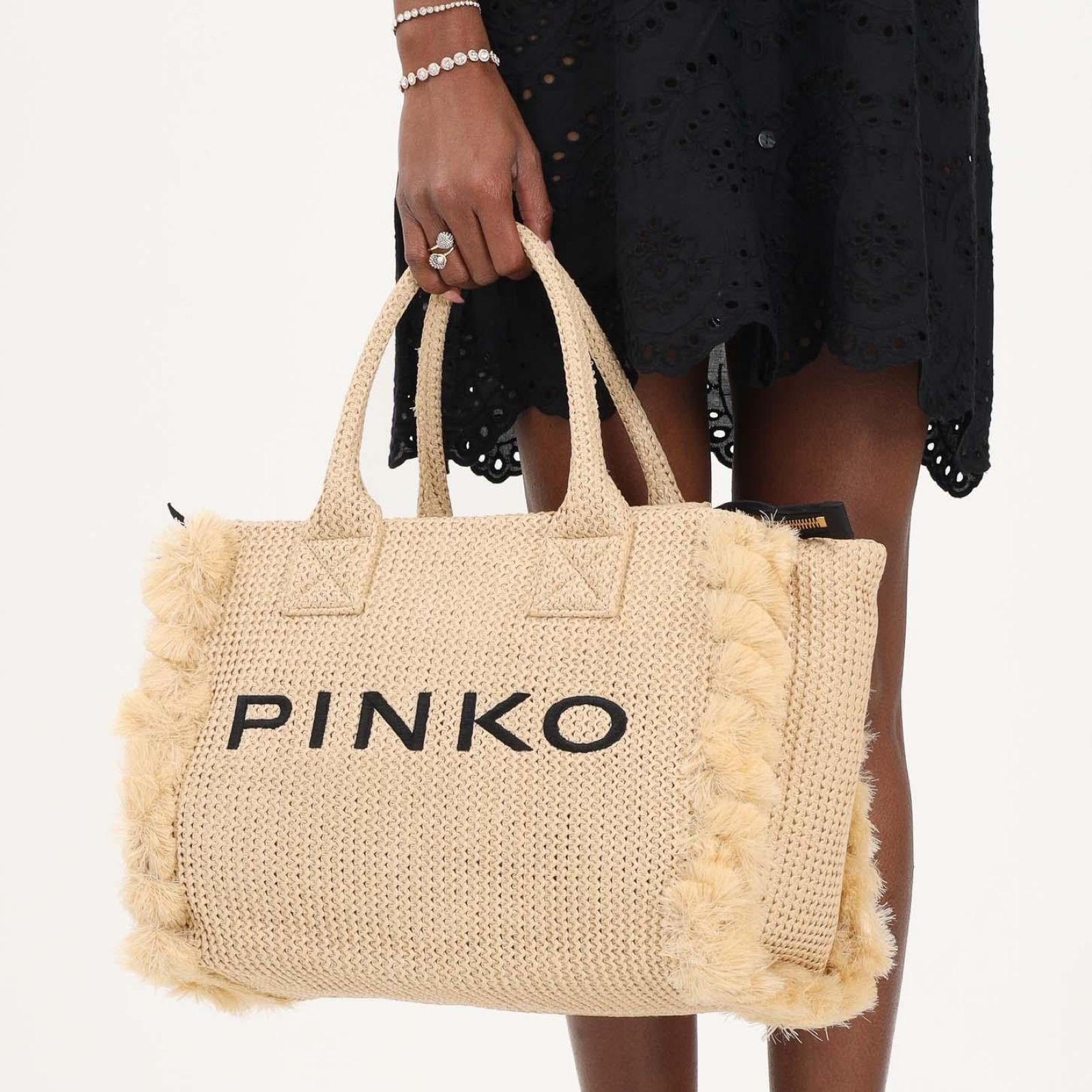Дамска плажна чанта Pinko Beach Shopper Rafia Bag 106673 A39Y HZ3Q Hand View