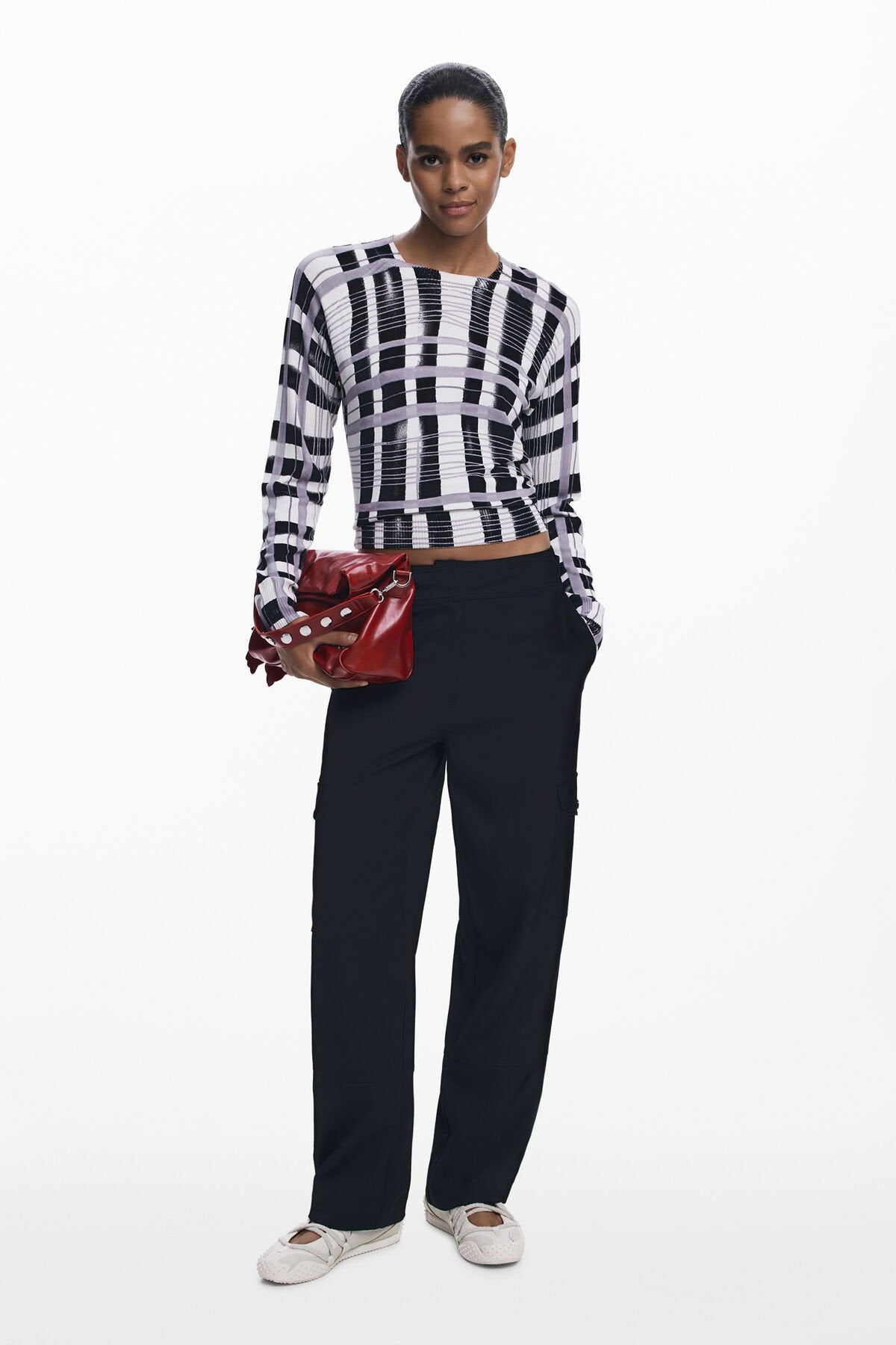 Дамски пуловер Women’s mikado striped sweater Desigual 25WWJF412000 front view