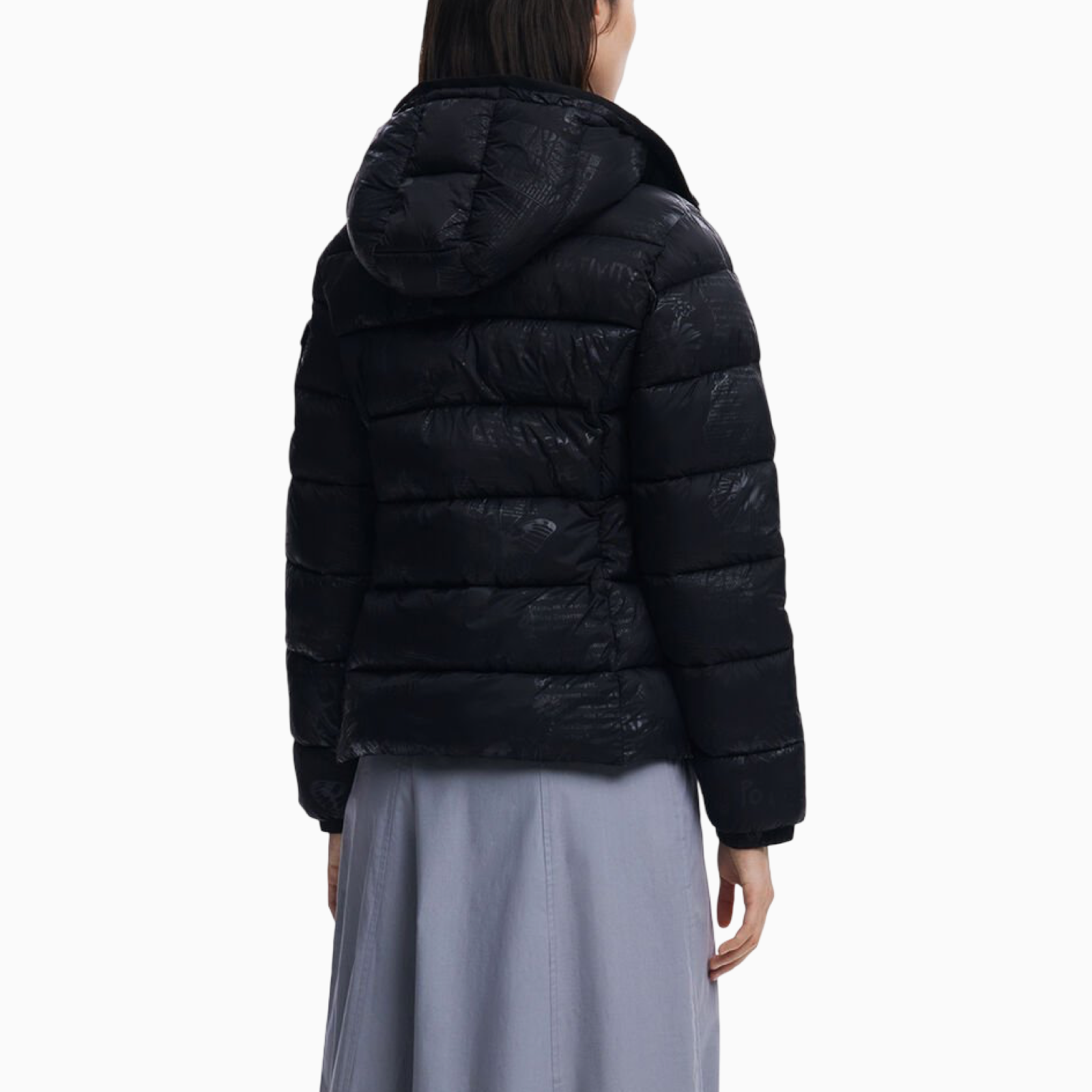 Дамско черно яке Desigual Women Jacket 24WWEWBM Back View