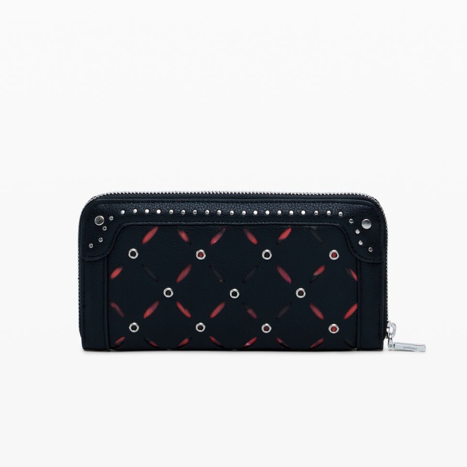 Дамско клъч портмоне Women’s clurch perforated studded wallet Desigual 25WAYP33 2000 Black back view