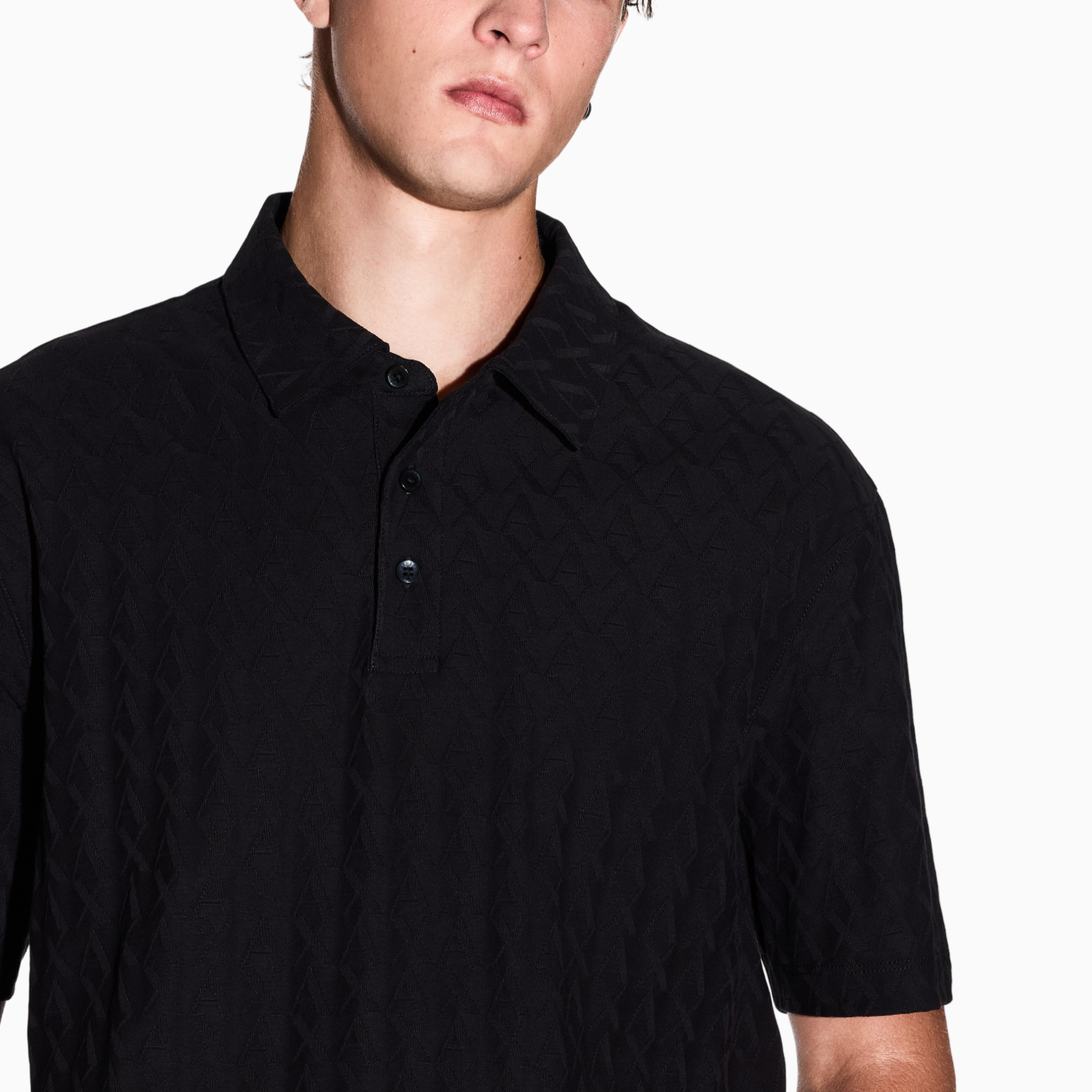 Мъжка черна поло тениска Armani Exchange Men Polo XM001292 AF10337 UC001 Close-Up