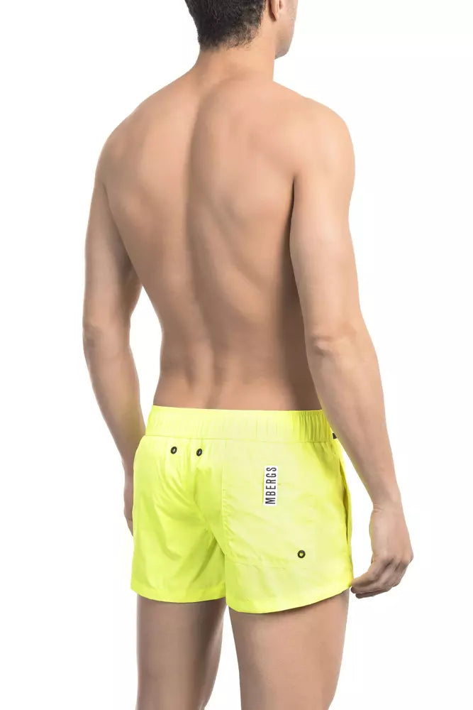 Мъжки плувни шорти от жълт полиамид Bikkembergs