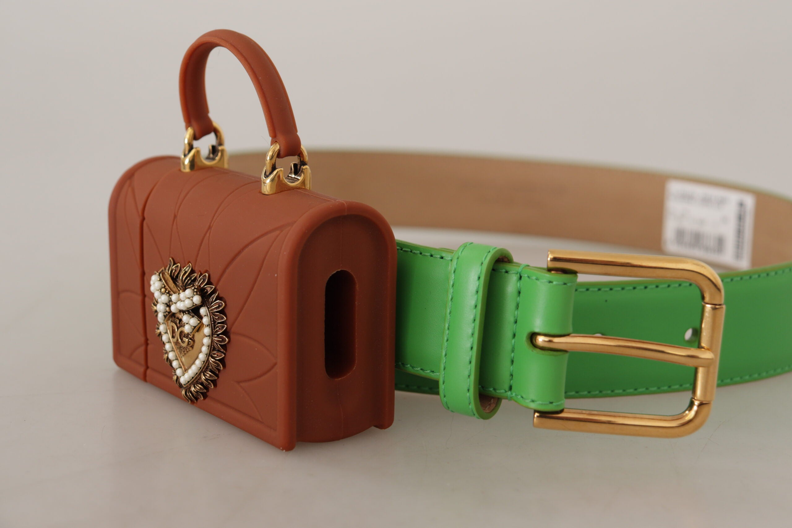 Dolce &amp; Gabbana Chic Emerald кожен колан с гравирана катарама