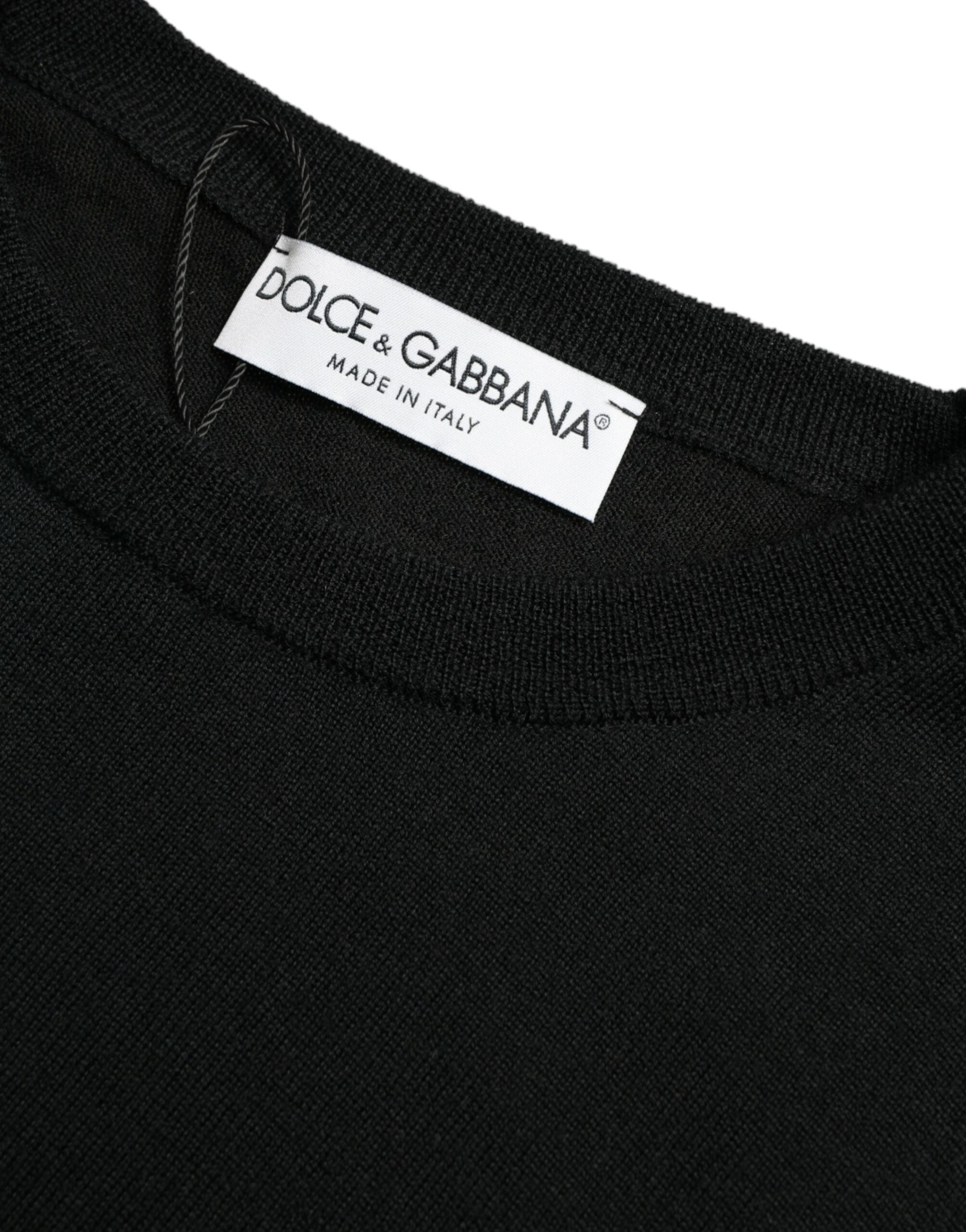 Зашеметяващ черен вълнен пуловер Dolce &amp; Gabbana