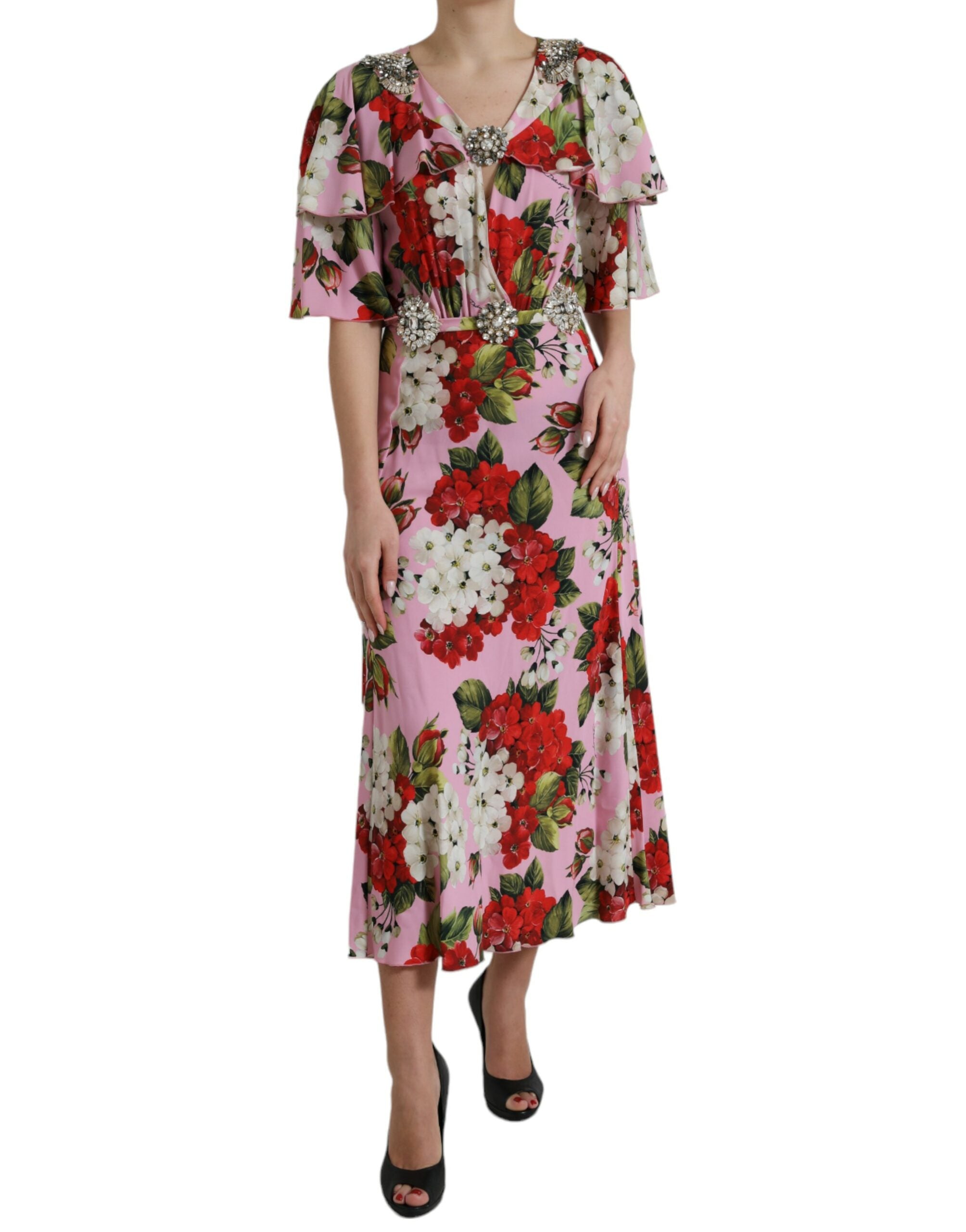 Елегантна копринена рокля, украсена с кристали Dolce &amp; Gabbana
