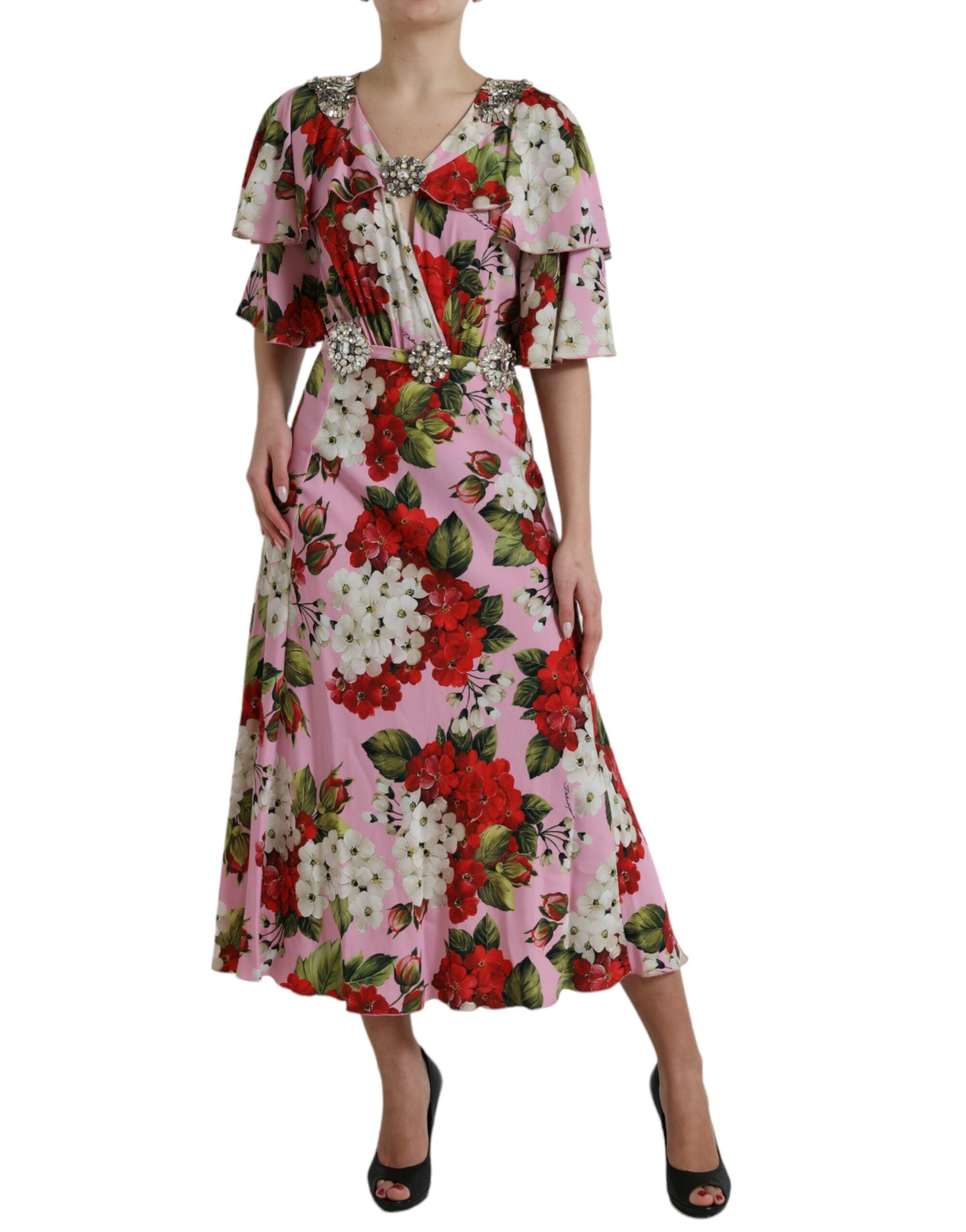 Елегантна копринена рокля, украсена с кристали Dolce &amp; Gabbana