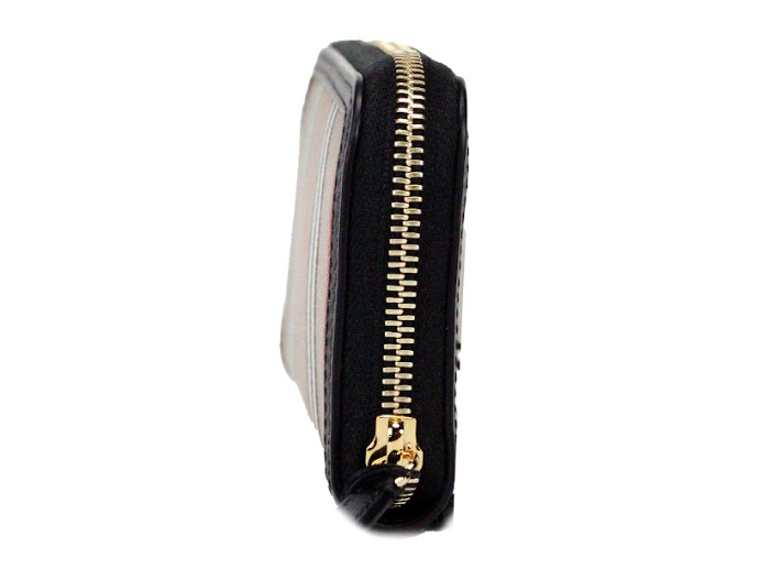 Континентален портфейл Burberry Ellerby Black Leather Icon Stripe Canvas Zip Around Continental Wallet
