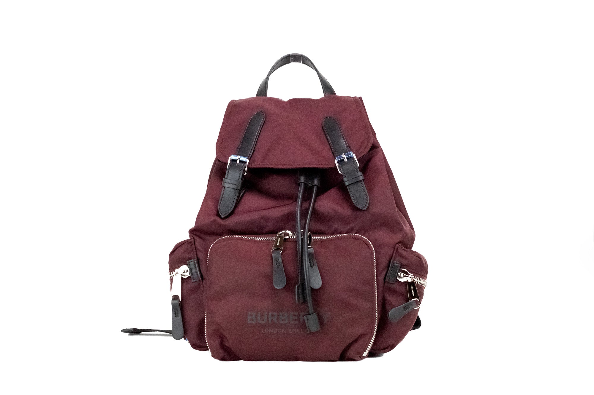 Burberry Medium Burgundy Econyl найлонова раница Drawstring Ranica Bookbag