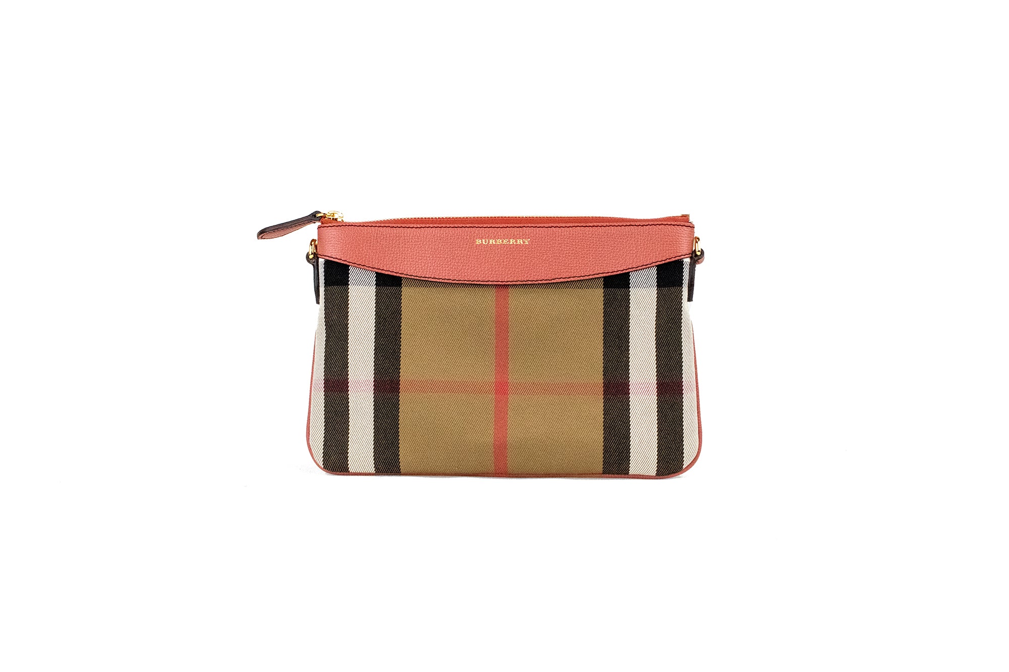 Кожена чанта през рамо Burberry Peyton House Check Derby Cinnamon Red Grain