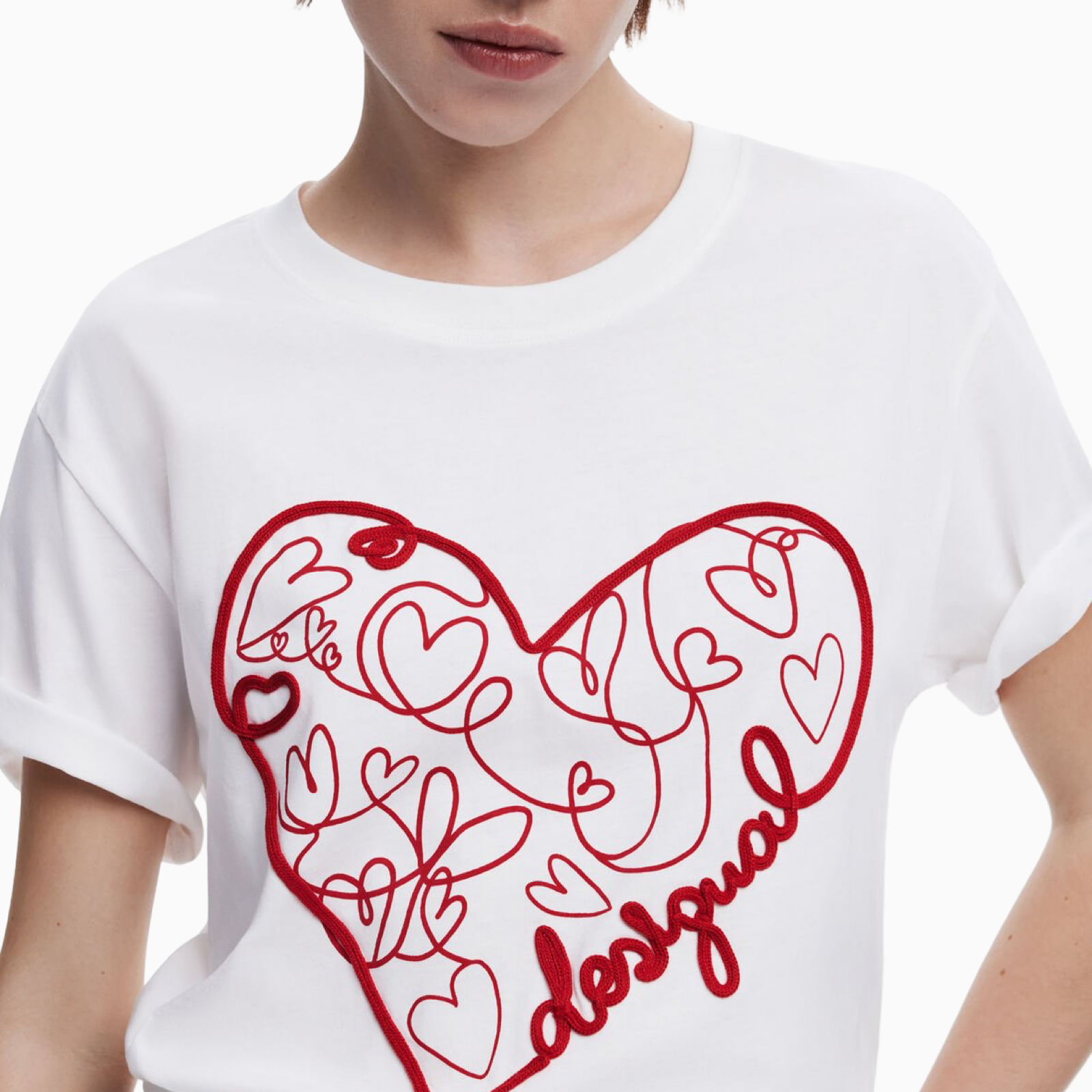 Дамска бяла тениска Desigual T-Shirt 
25WWTK50 Close-Up