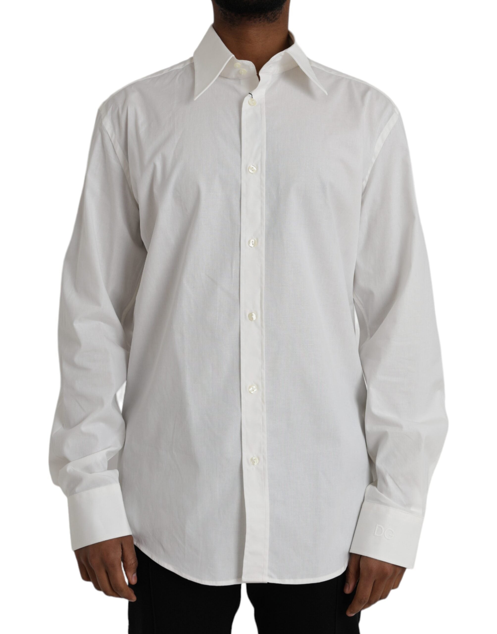 Dolce &amp; Gabbana Бяла памучна рокля Slim Fit GOLD Shirt