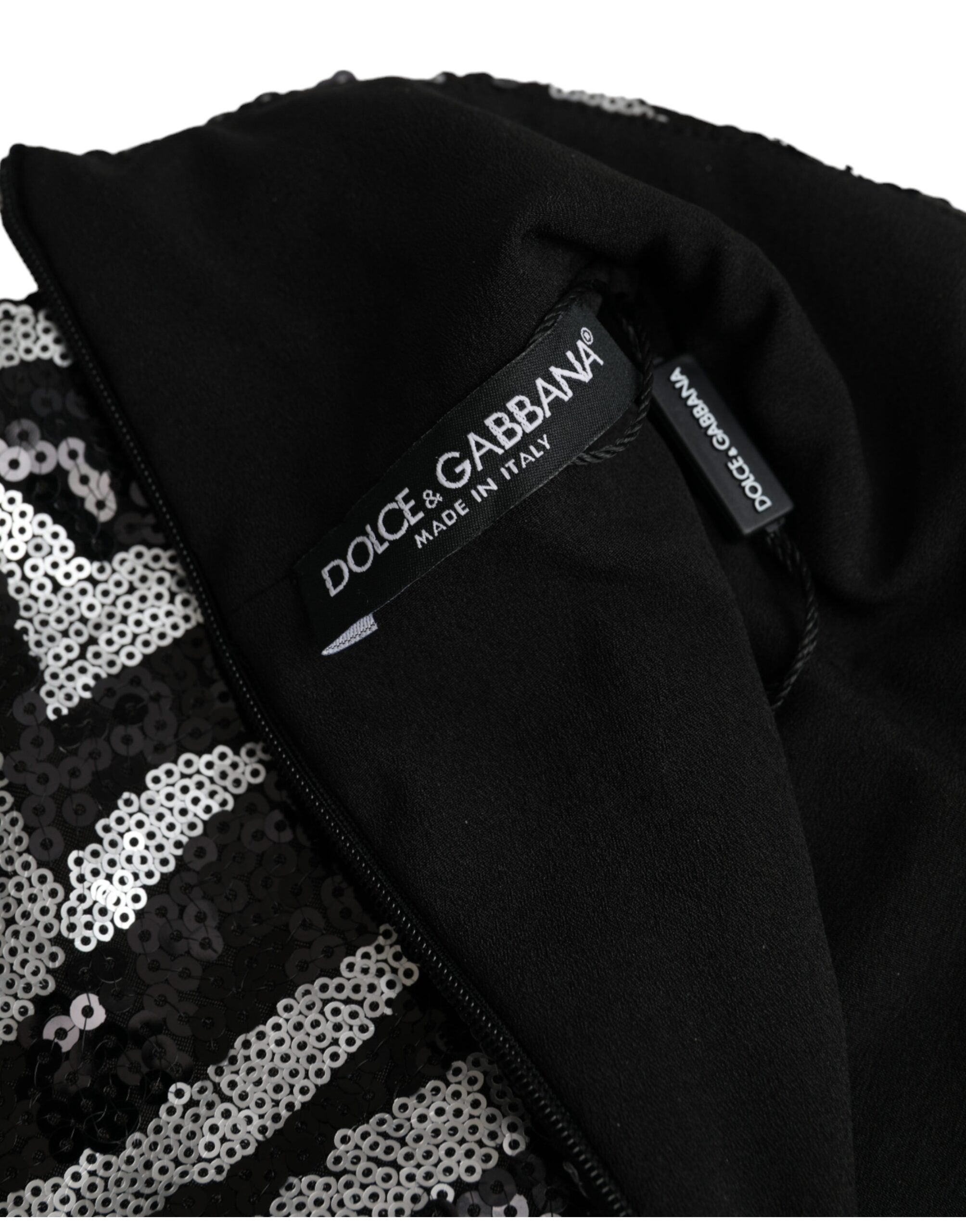 Черен сребрист полиестерен пуловер с пайети Dolce &amp; Gabbana