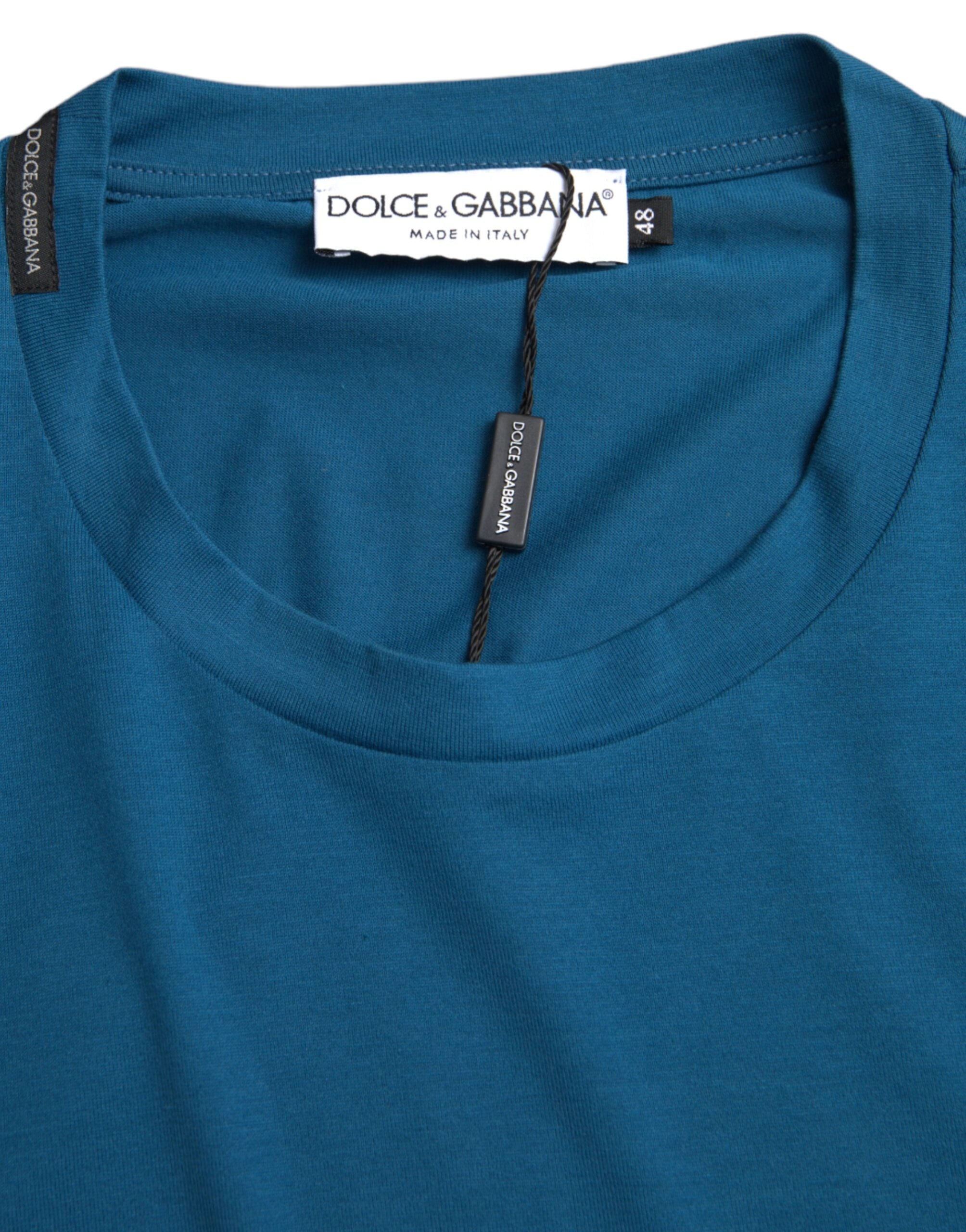 Мъжка синя тениска Dolce & Gabbana 
Blue Logo Round Neck Short Sleeves T-shirt